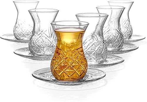Red Co. Juego de 6 tazas de tĂ© turco de vidrio cortado con forma de tulipán de 6 onzas lĂquidas con platillos, transparentes Red Co. Juego de 6 tazas de tĂ© turco de vidrio cortado con forma de tulipán de 6 onzas lĂquidas con platillos, transparentes