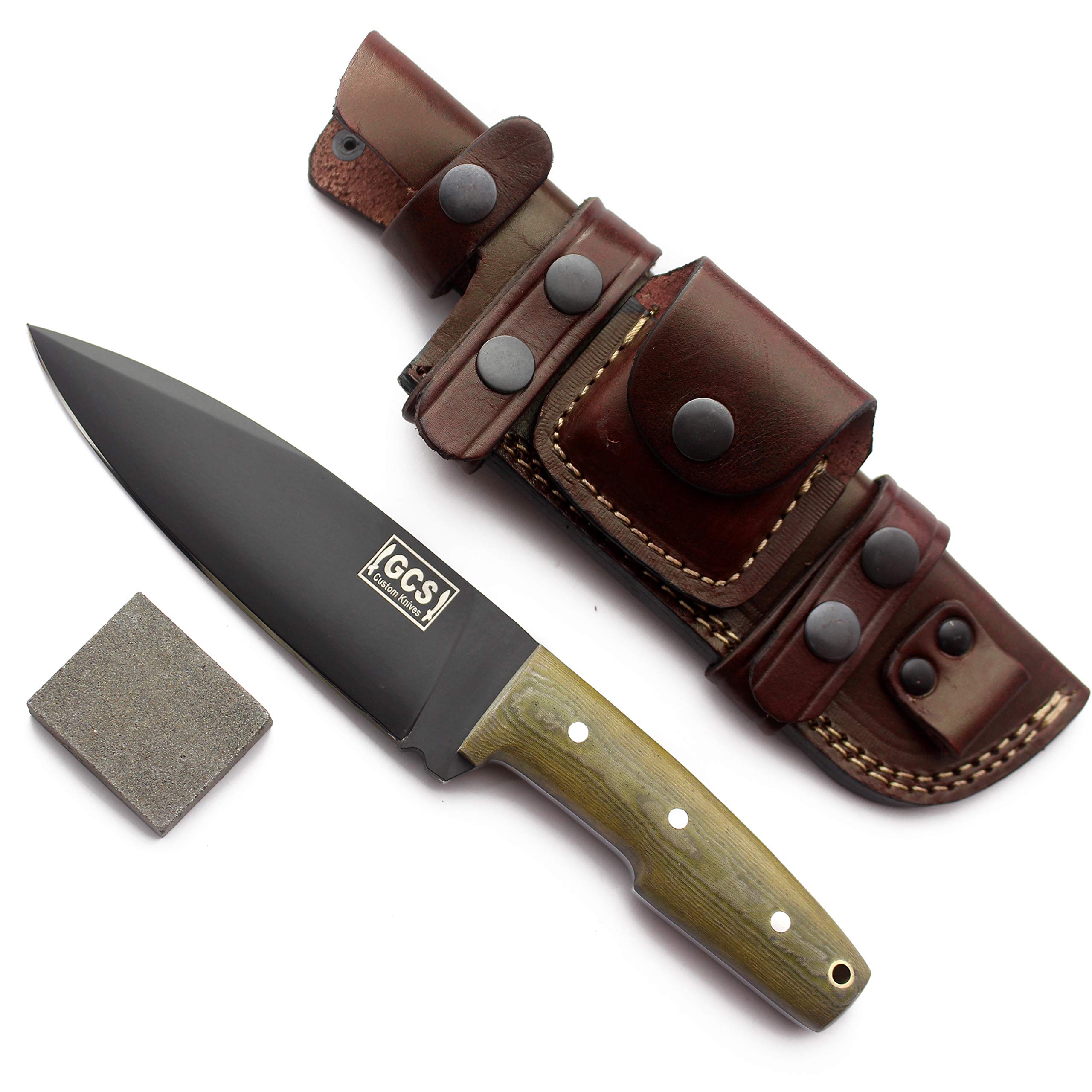 Buy GCS Handmade D2 Tool Steel BLACK Powder Coated Green Micarta Handle