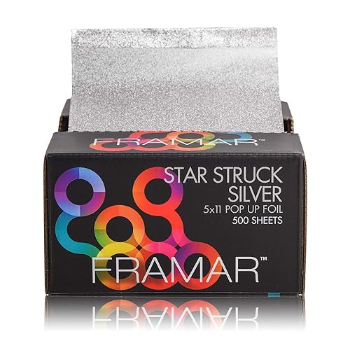 Framar Star Struck - Lámina de cabello desplegable plateada lámina de aluminio para resaltar 500 hojas de aluminio