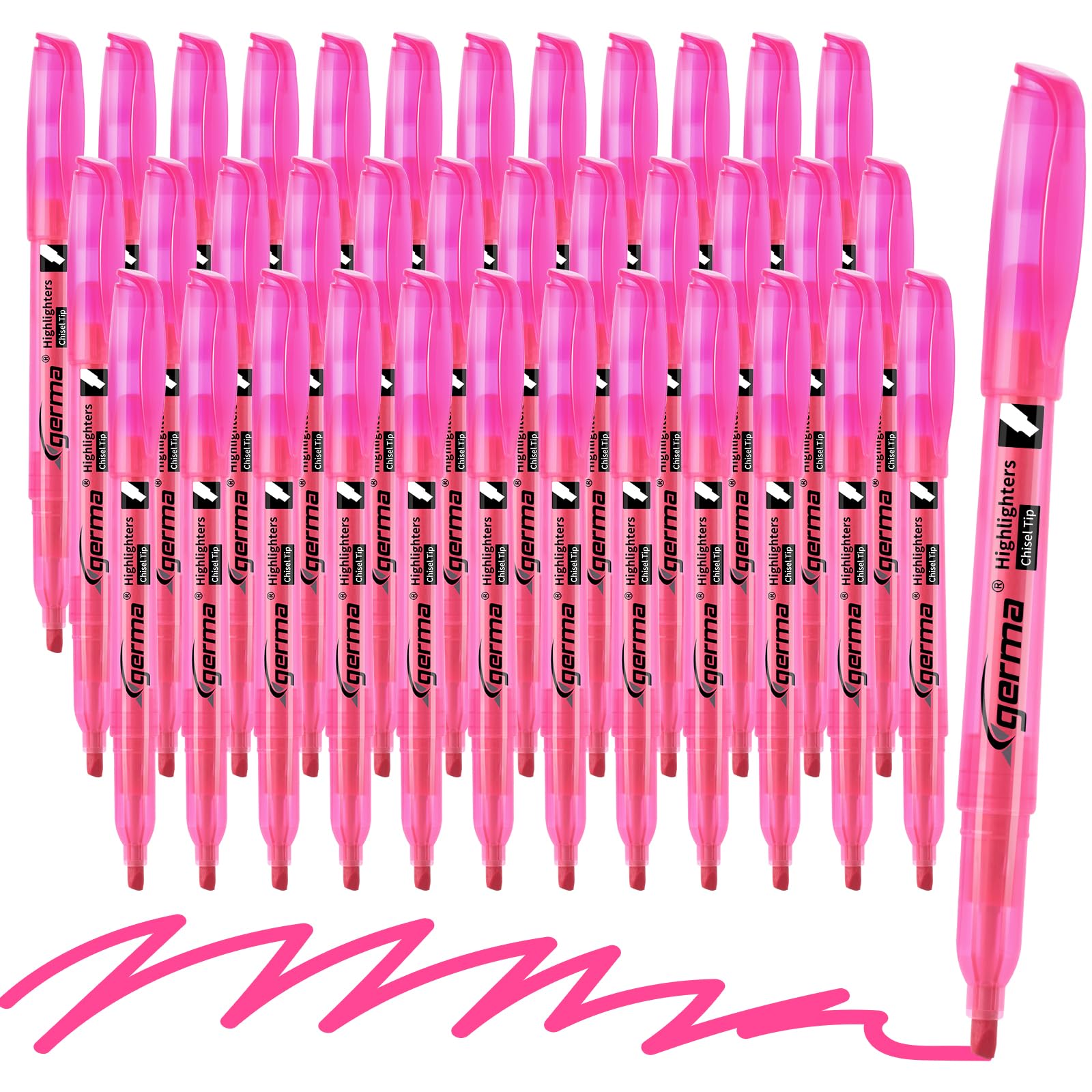 Cgerma Highlighters 36 Pack, Chisel Tip Pink Highlighter Bright Colors, Quickly Drying, Perfect for Students Kids Adults Highlighting in Classroom,