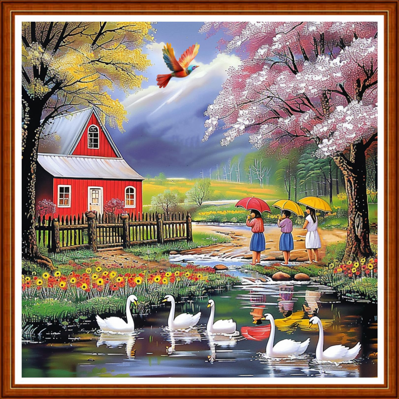 Joyhoor Stamped Cross Stitch Kits for Beginners Needlepoint Kits for Adults Embroidery Kits 11CT Counted Cross Stitch Kits Printed Embroidery Pattern-Outdoor Scenery 18x18 inchs