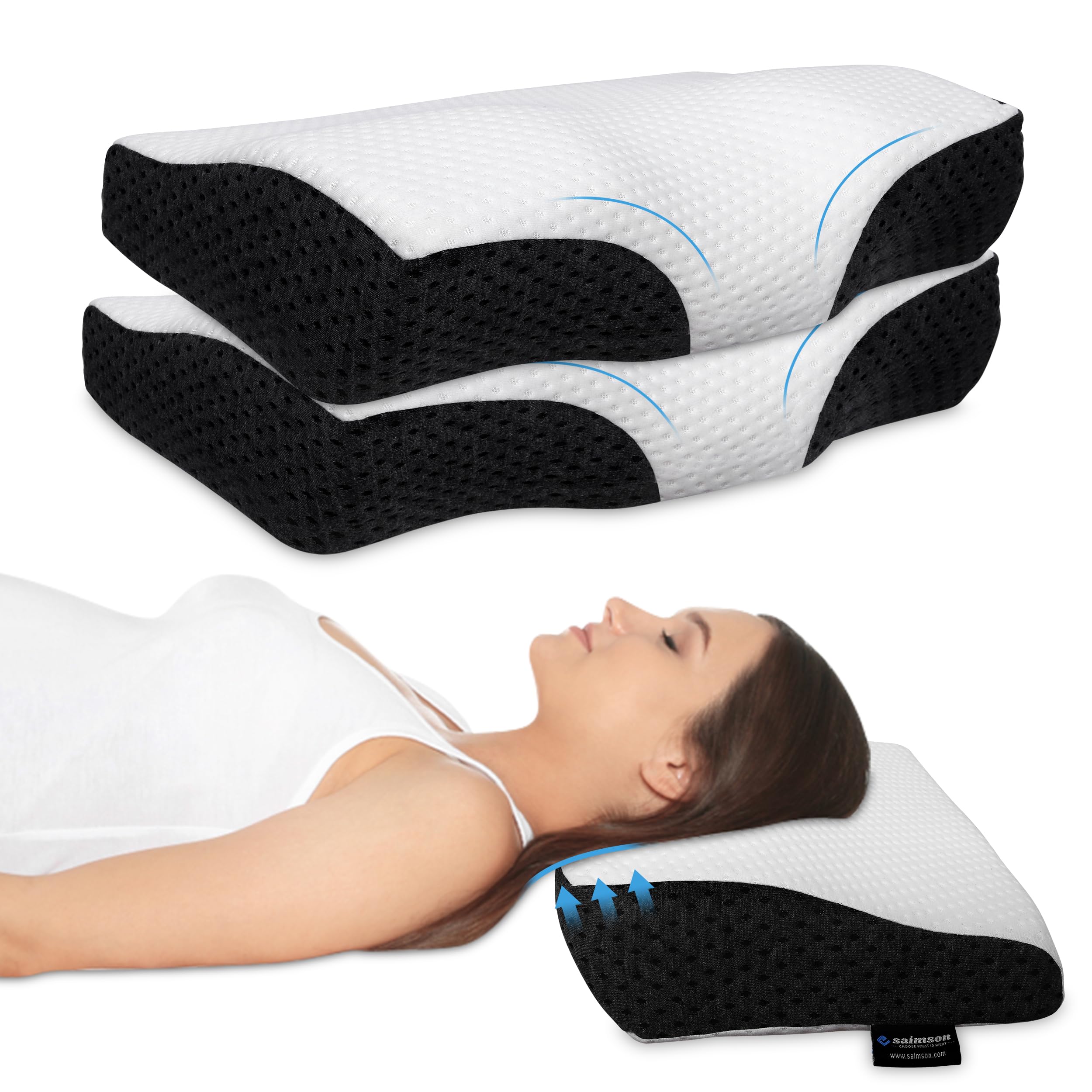 Saimson Memory Foam Pillow | Cervical Pillow for Neck Pain & Spondylitis Neck | Orthopedic Neck Support Pillow for Sleeping | Ergonomic Cervical Pillow for Neck & Shoulder Pain Relief -Pack of 2 Small (B0DC3F1JH9) Amazon Price History, Amazon Price Tracker
