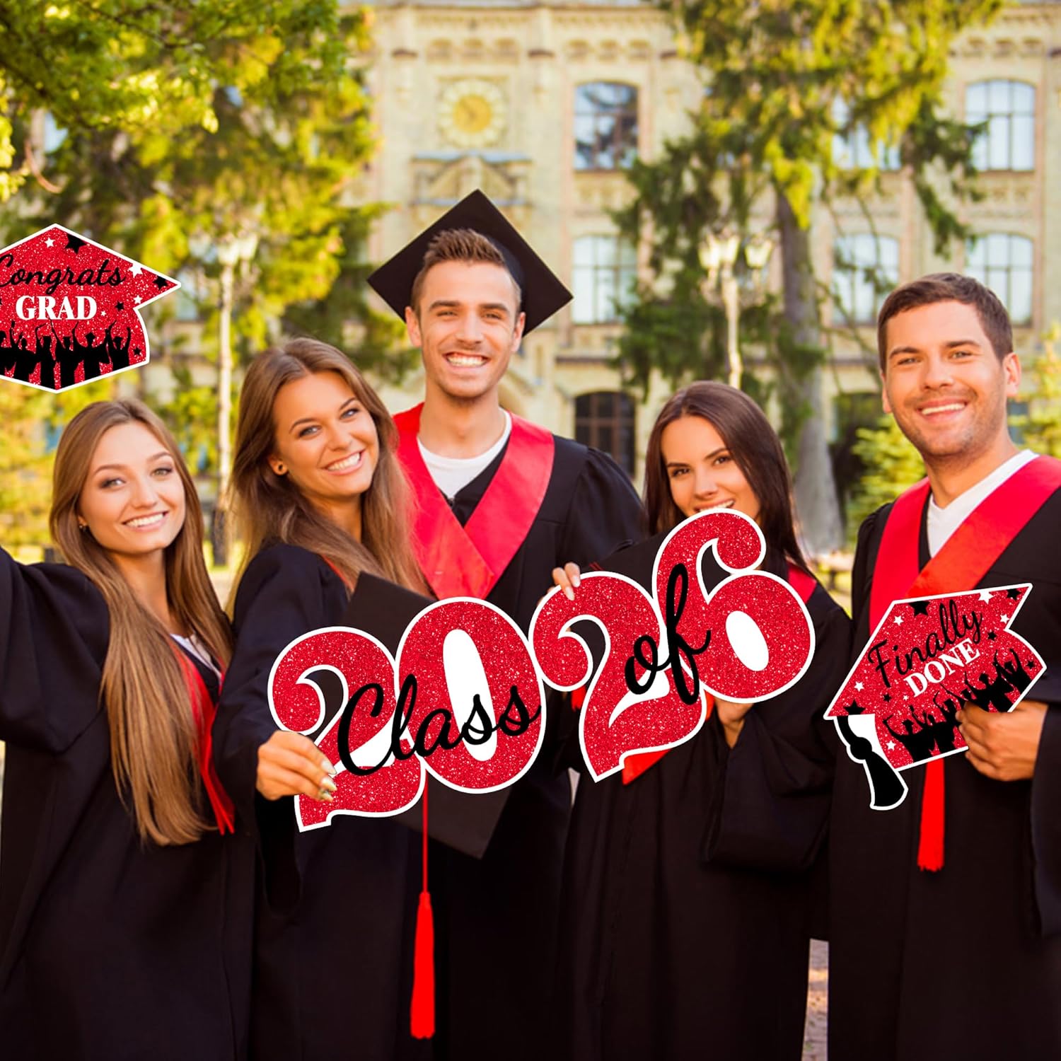 2026 Graduation Yard Sign Stakes Decorations - Congrats Grad Class of 2026 Outdoor Lawn Decor - High School College Grad Graduation Party Decoration Supplies(Red)