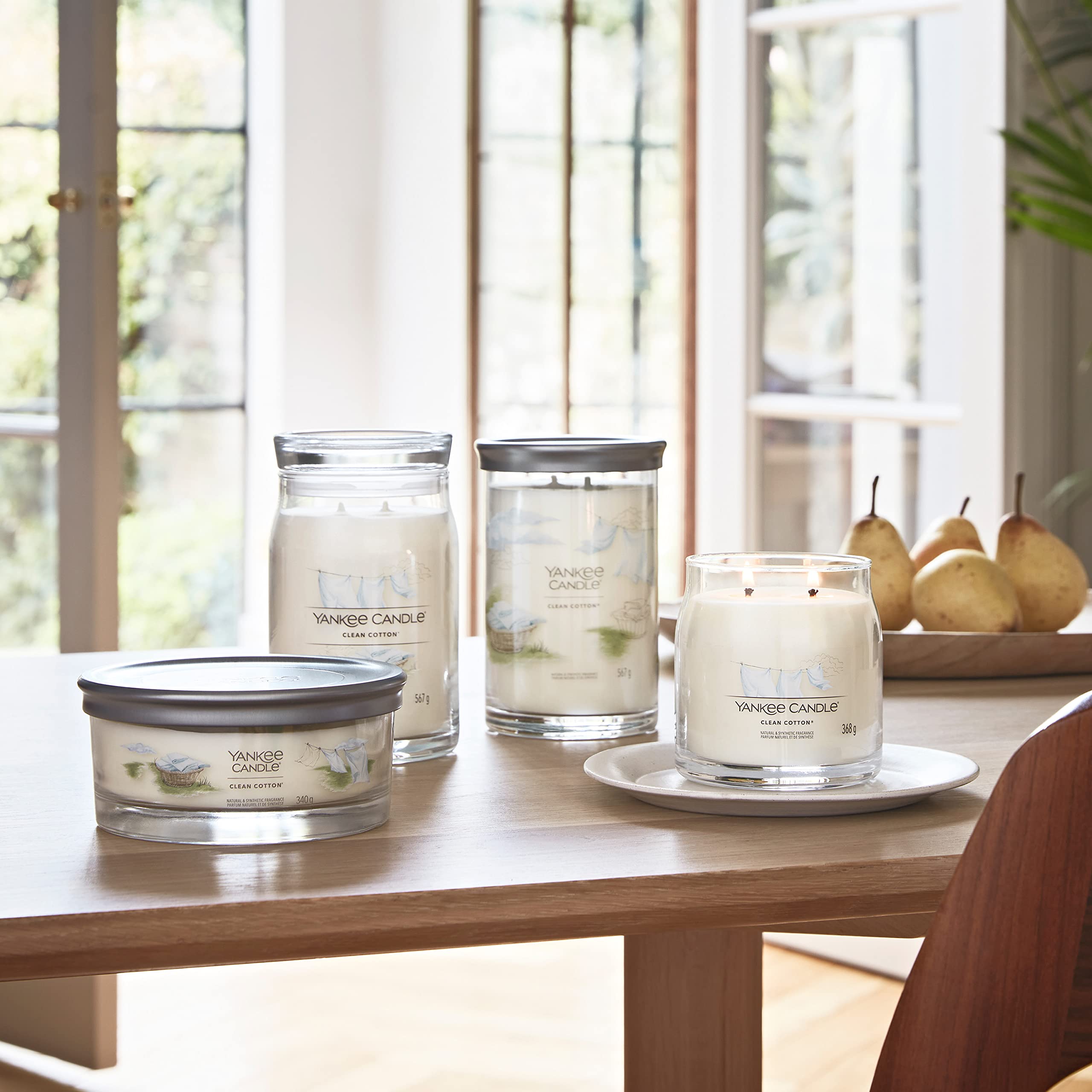 Yankee Candle Signature candela profumata | Cotone pulito in tumbler grande | Candele di miscela di cera di soia lunga durata | regalo perfetto per le donne