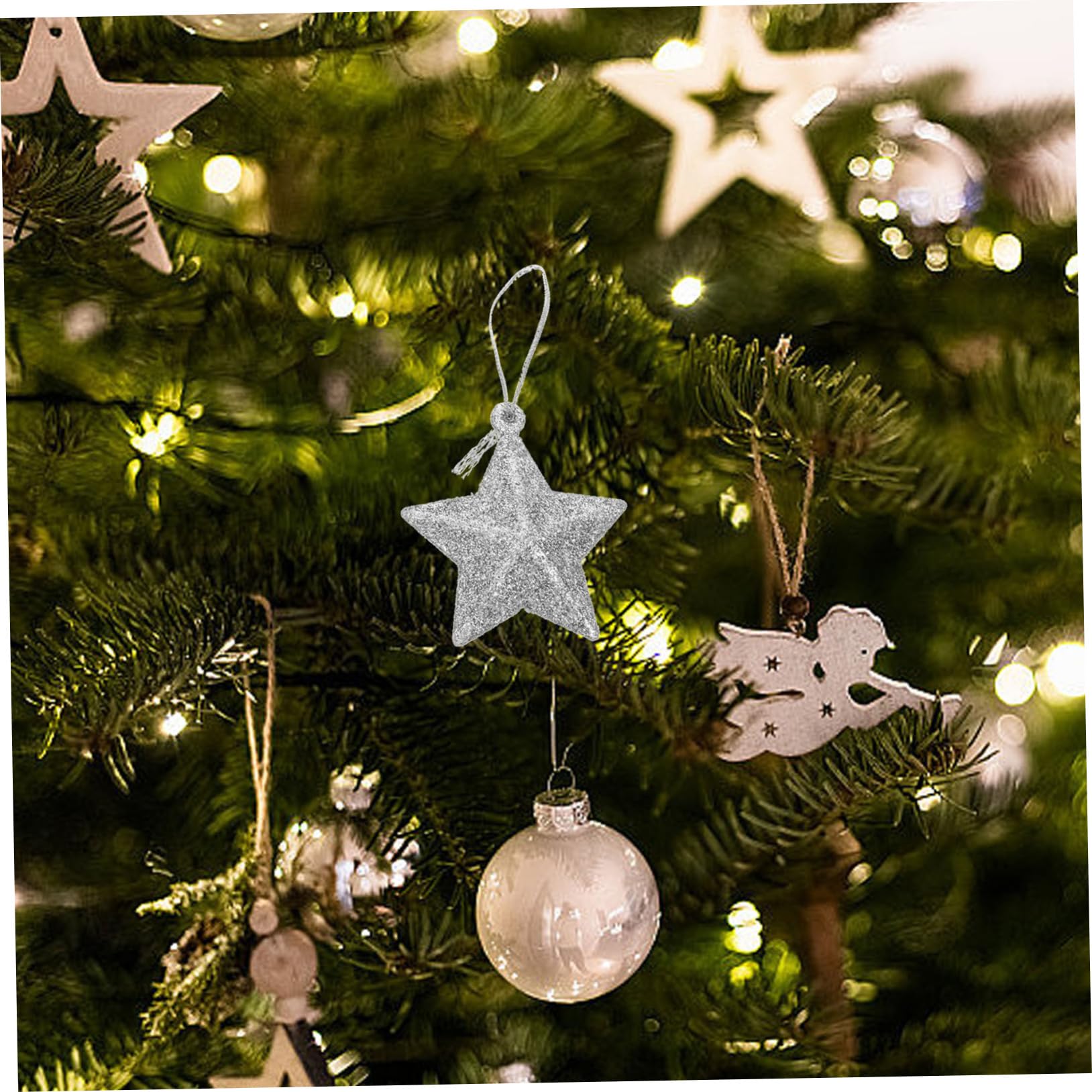 Amosfun 2 Set di Palline a Forma di Stella Decorazioni Natalizie Piccole Stelle per Albero di Natale Decorazioni Pendenti in Pvc per Delicati Decori Natalizi Pezzi * 2