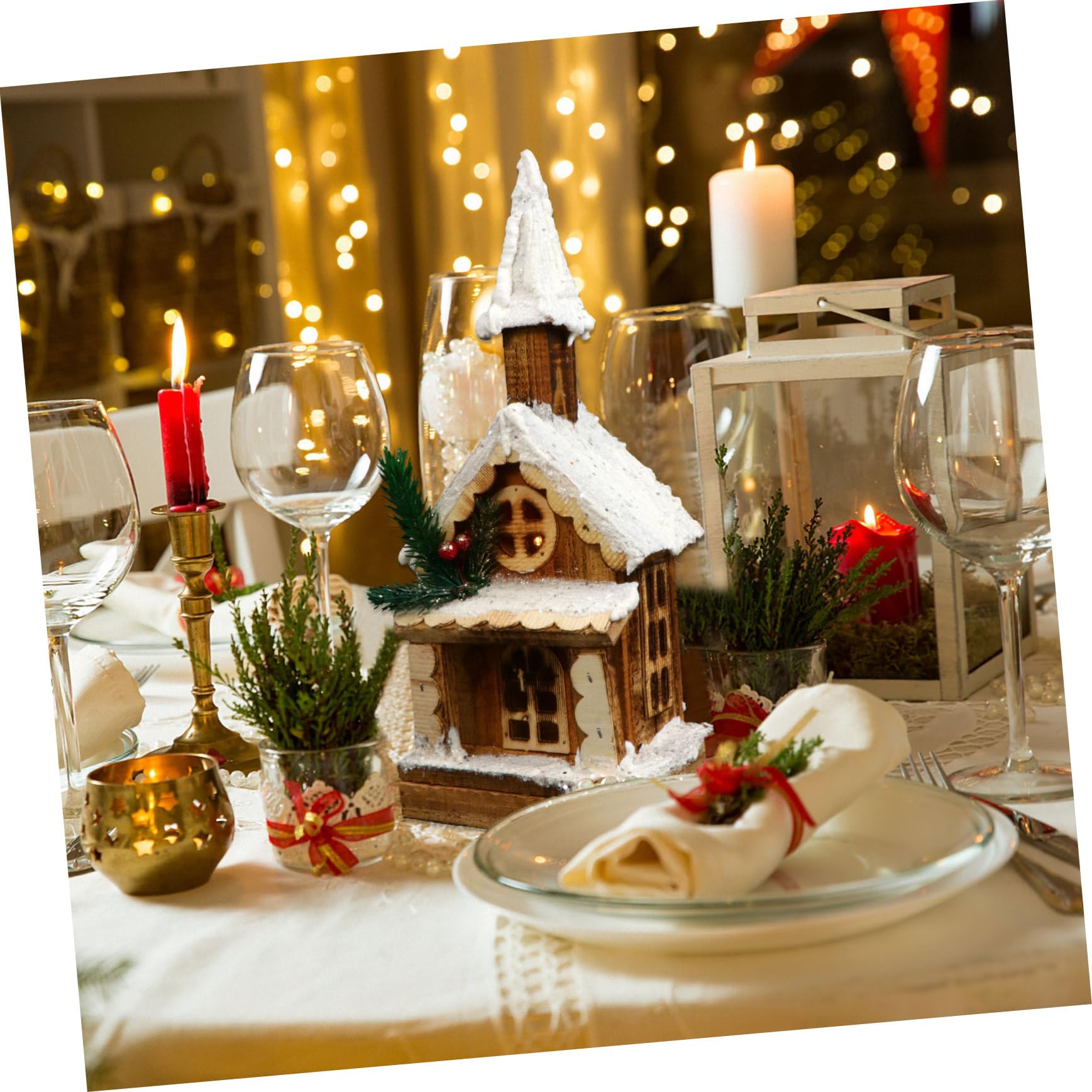 RORPOIR 1pc Christmas House Ornament Xmas Decor for Bedroom Living Room Holiday Celebrations Festive Adornment Battery Charming Wonderland Accent