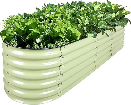 OLLE Cama de jardín elevada galvanizada de metal elevada de 17 pulgadas de alto, 12 en 1 para cultivar hierbas y verduras, jardín en casa para patio