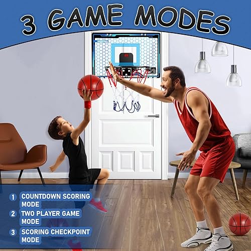 Miniatura 2 de Aro de baloncesto para interiores, aro de baloncesto con luz LED con marcador electrónico, 3 modos de juego, aro de baloncesto para puerta para