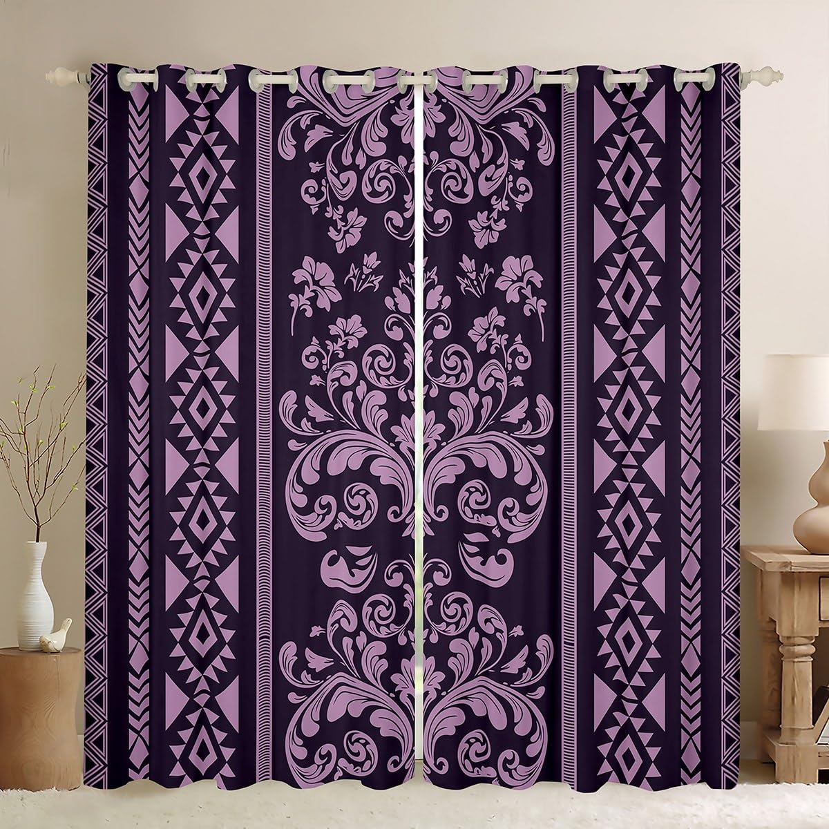 Cortinas aztecas occidentales y góticas para salones oscuros y acogedores