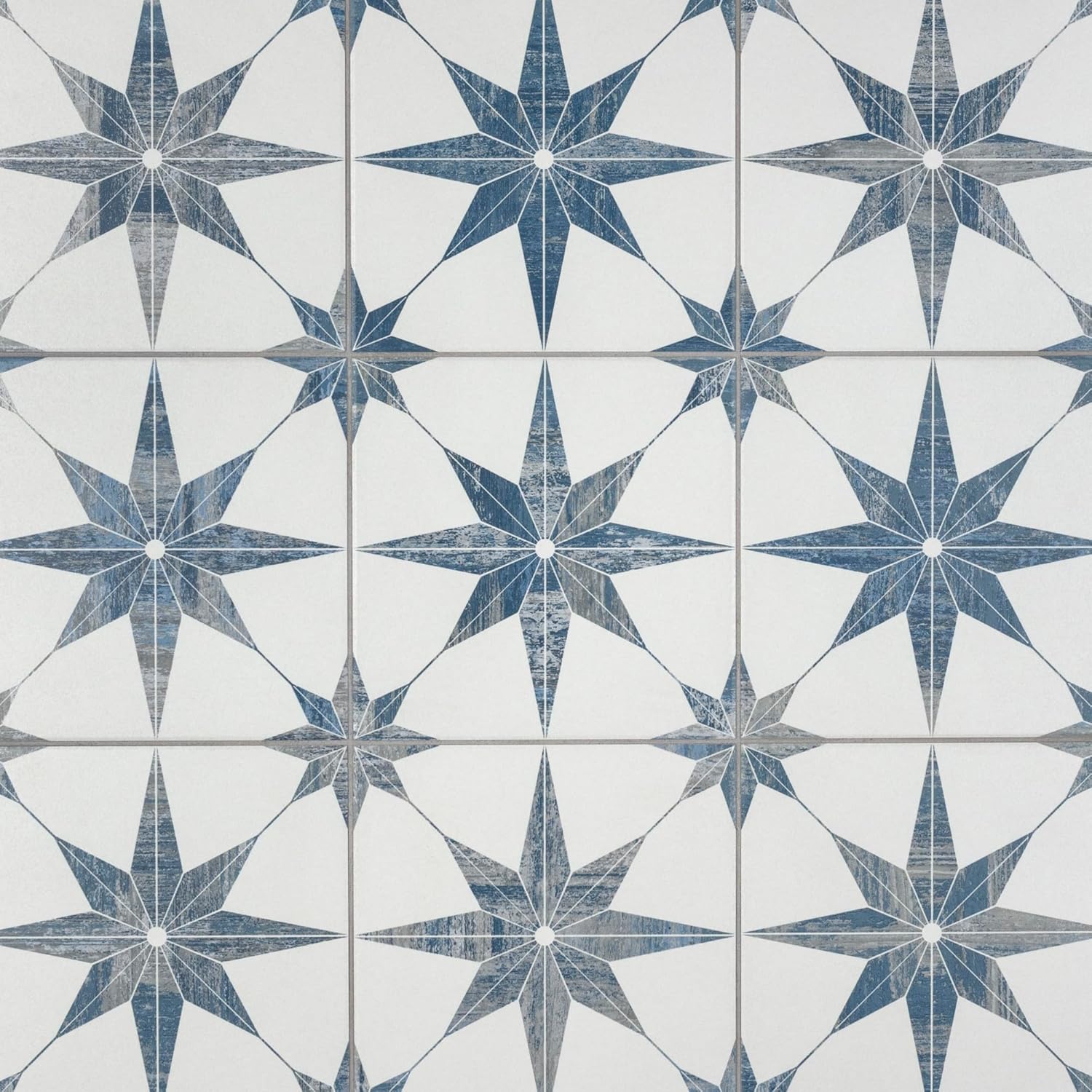 Cassis Stella Blue Porcelain Patterned Wall and Floor Tile