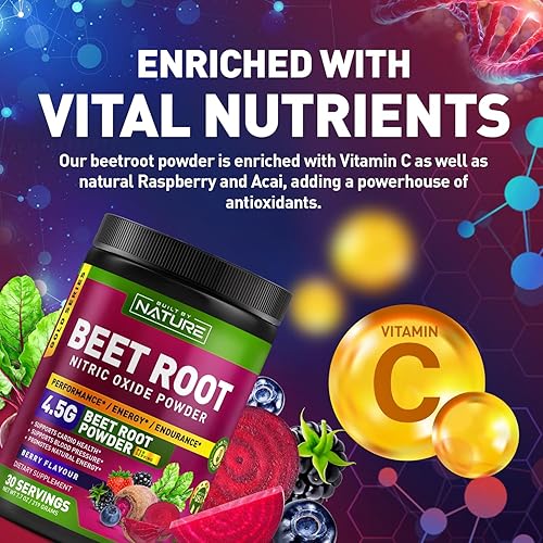 Miniatura 7 de Suplemento en polvo de óxido nítrico de raíz de remolacha – Remolacha orgánica súper estimulante de rendimiento alimentario para circulación,