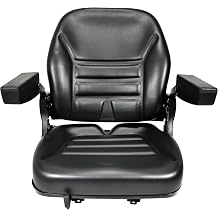 AgraTronix Universal Fold Down Seat, Lawn Mower, Tractor, Water Resistant, Adjustable Lumbar Support, Black Cloth | 84010M