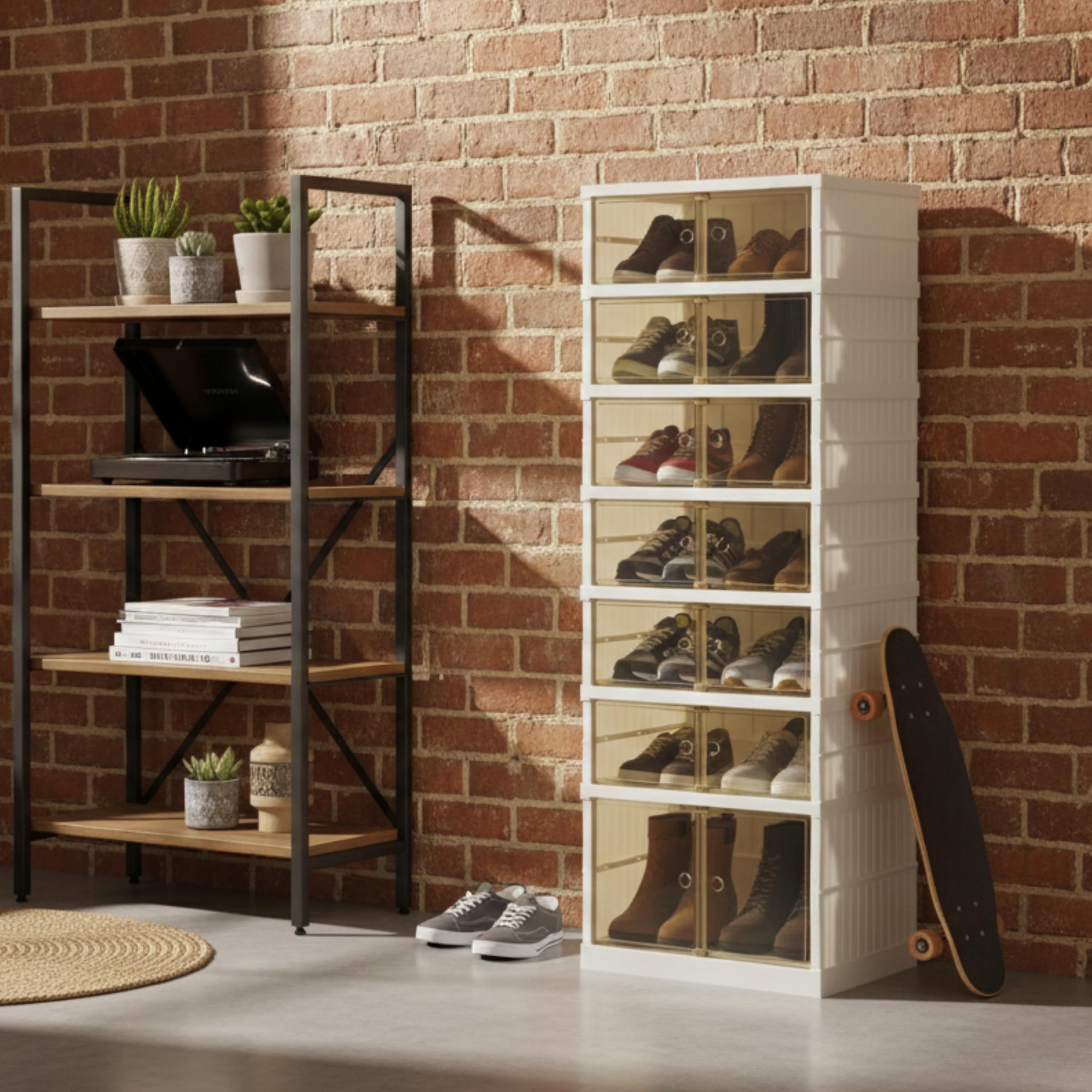 Zapatero Plegable Extensible con Puerta | 6 Niveles para 12 Pares de Zapatos | Plástico Duro Premium con Puerta Transparente y Magnética | Organizador de Armario, Baño, Cocina | 118 cm-44 cm-34.5cm