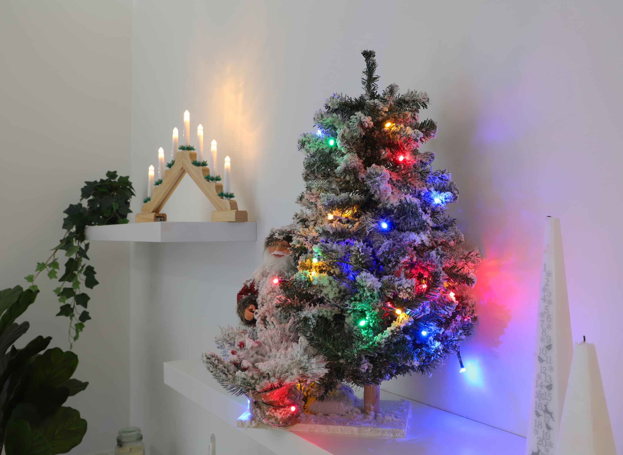 50cm con Pilas del Flocado Santa y decoración del árbol de Navidad con Grande del Multicolor de Luces LED