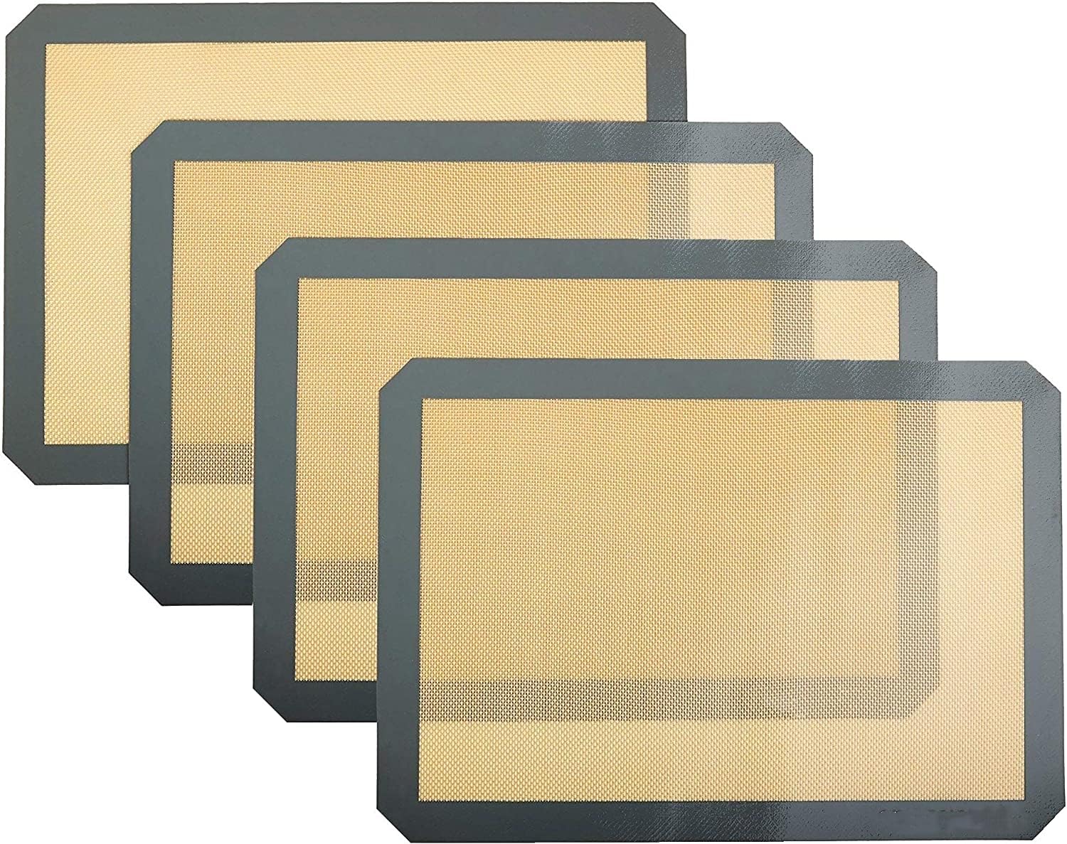 Alfombrillas para hornear sin silicona, paquete de 4, sin BPA, reutilizables de grado alimenticio, alfombrillas profesionales de silicona para sartenes, cuadradas, rectangulares, 16.5 x 11.6 pulgadas