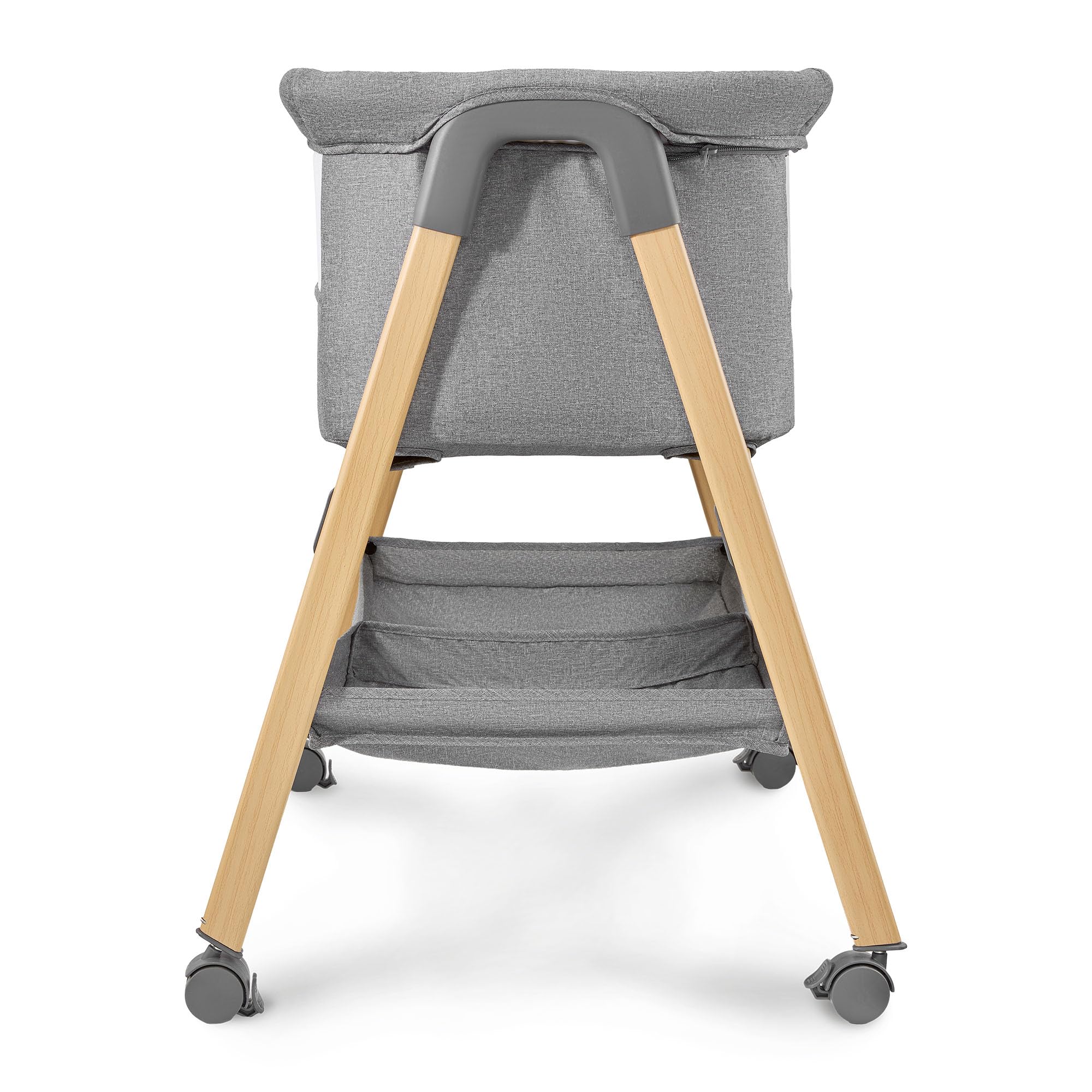 Moby-System Lit Bébé avec Matelas - Berceau Pliant 0-6 Mois - Gris Mélange - Respirant, Léger, Mobile avec roulettes et Freins, Pliable avec Panier de Rangement - LOZ Mili