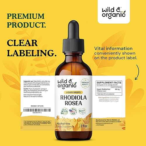 Miniatura 9 de Rhodiola Rosea Tintura - Apoyo al estado de ánimo con Rhodiola Organic - Gotas líquidas de Rhodiola sin alcohol - Extracto de Rhodiola Rosea líquido