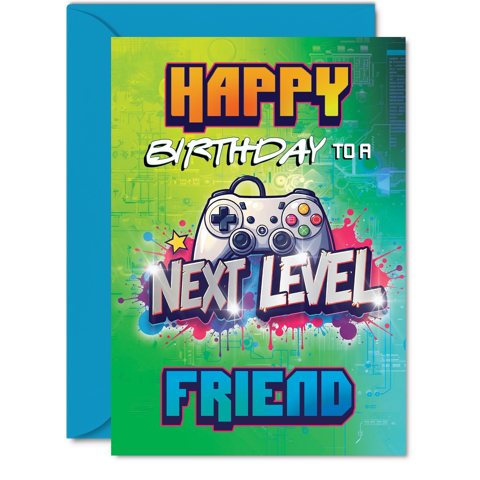 Friend Birthday Card - Next Level - Happy Birthday Card for Friend from Best Friends Bestie, A5 Gamer Bday Greeting Cards