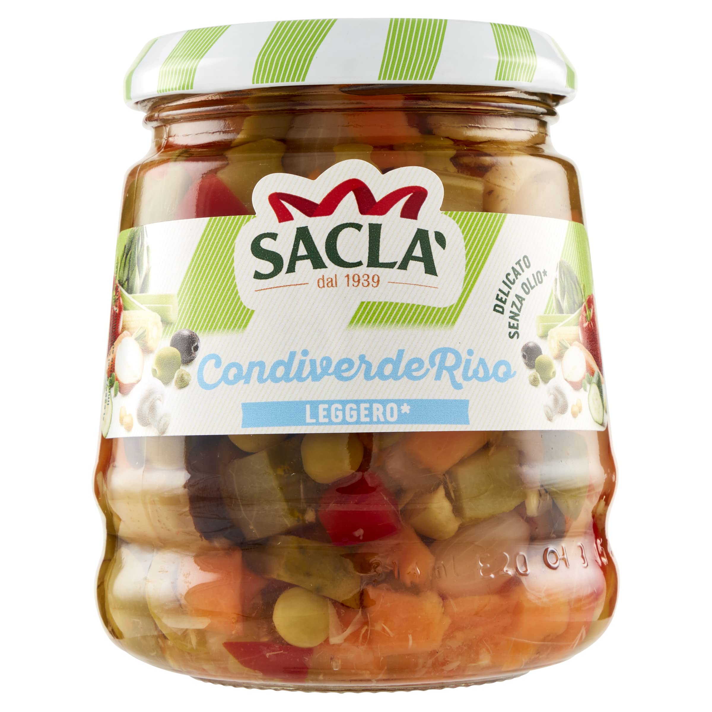 Saclà, Condiverde Riso Leggero, Condimento di Mix di Verdure per Insalata di Riso e altri Cereali, Senza Olio, Vaso Vetro, 290g (175g sgocciolato), Confezione da 12 pezzi