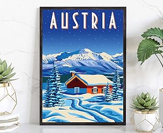 Pera Print Austria Retro Style Travel Poster, Vintage Rustic Wall Art, 12x18 Inches, Home Office Decor