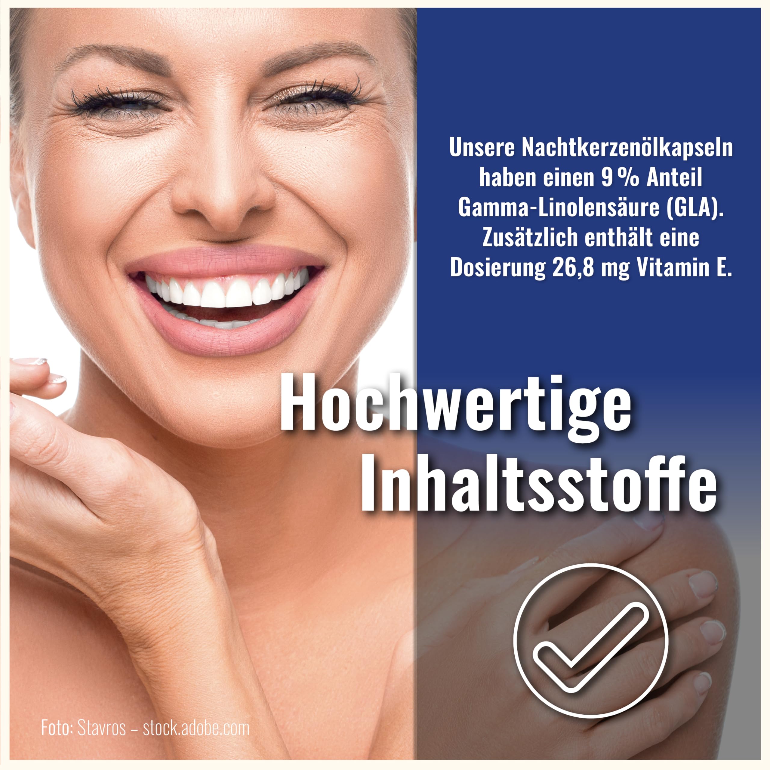 Nachtkerzenöl Kapseln - 180 Kapseln Hochdosiert 2000mg pro Tagesdosierung - Mit natürlichem Vitamin E - Nachtkerzenöl Kapseln für die Haut - Evening Primrose Oil Capsules