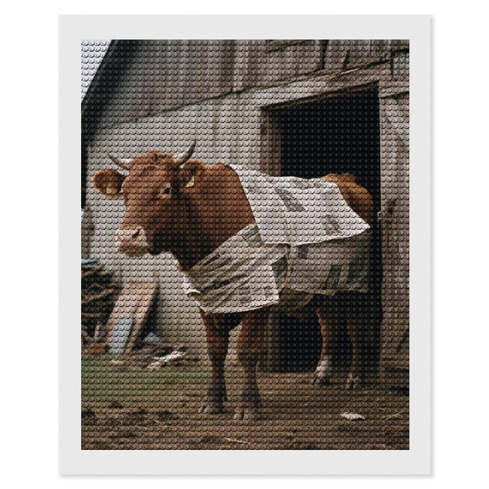 DWVTSLH Newspaper Cow Diamond Painting Kits for Adults, Personalized Diamond Photo Art Full Drill, DIY 5D Diamond Art Painting Kits for Beginners, Home Wall Decor 16"x20"