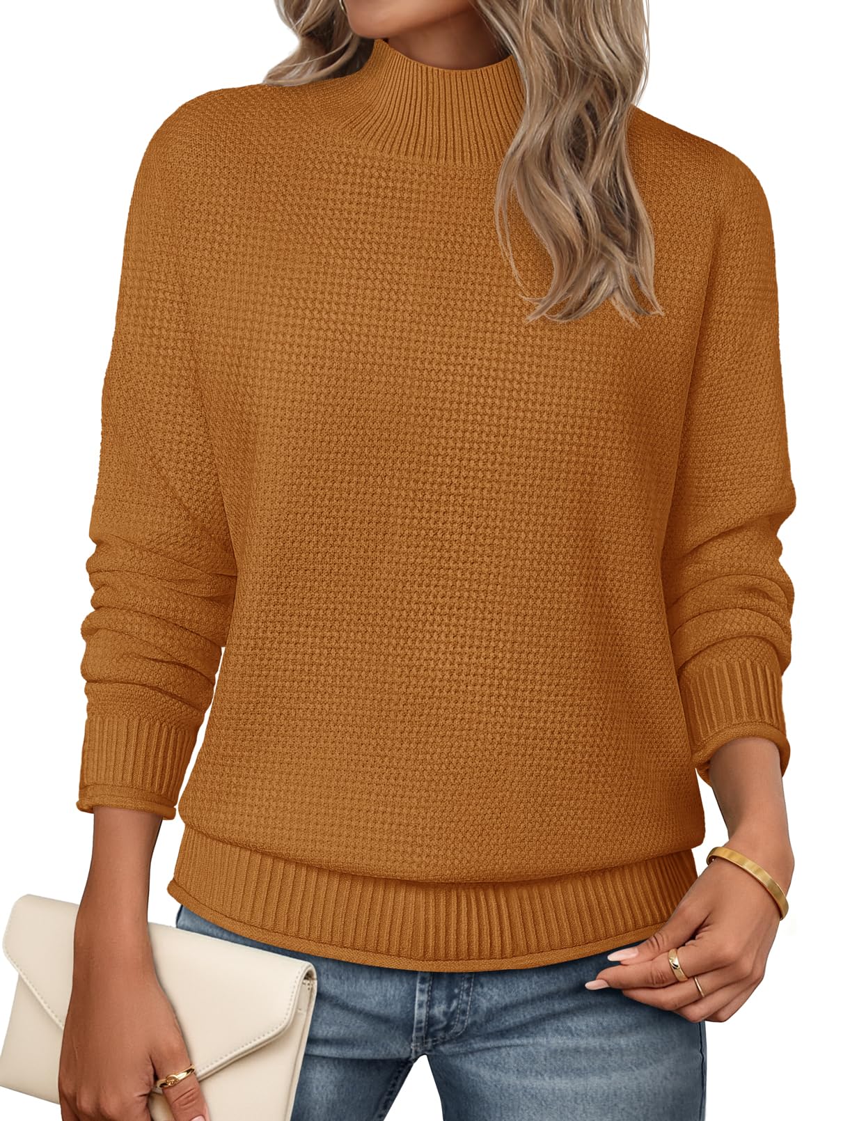 MEROKEETY Womens Turtleneck Long Sleeve Fall Cozy Knit Sweater 2026 Trendy | Loose Pullover, Ribbed Hem, Solid Color, Drop Shoulder, Casual Jumper Top, Cozy Outfits, Fall Fashion, Warm Winter Clothing