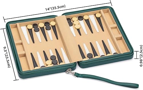 Miniatura 9 de Yellow Mountain Imports Izmir - Juego de mini-juego de backgammon tamaño viaje, damas magnéticas y tablero de 9 pulgadas en elegante estuche de