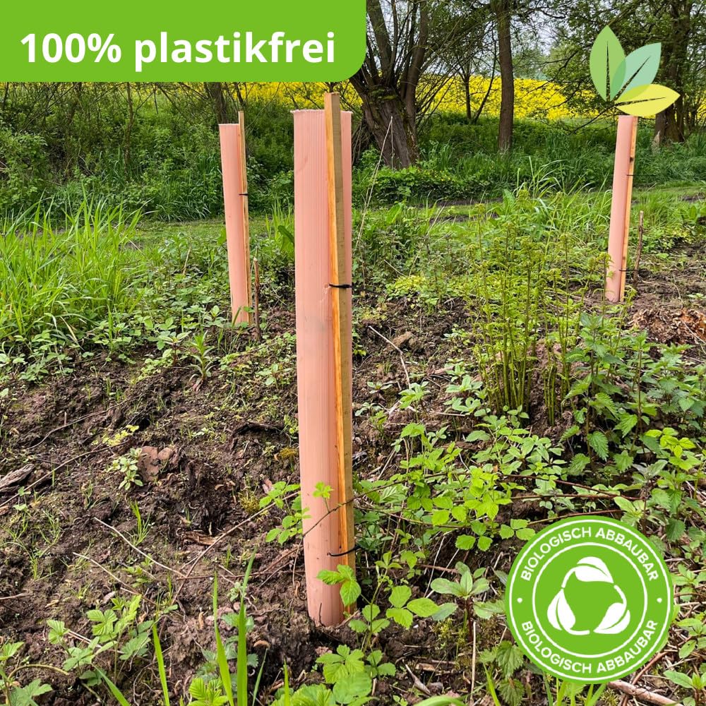 TUBEX Nature Wuchshüllen | 180cm | Ø 80-120mm | 5 Stück | biologisch abbaubar | plastikfrei | inkl. Kabelbinder