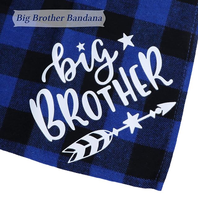 Foto 2 de 8 de STMK Pañuelo para perro Big Brother Big Sister, anuncio de embarazo, bandana a cuadros, revelación de género