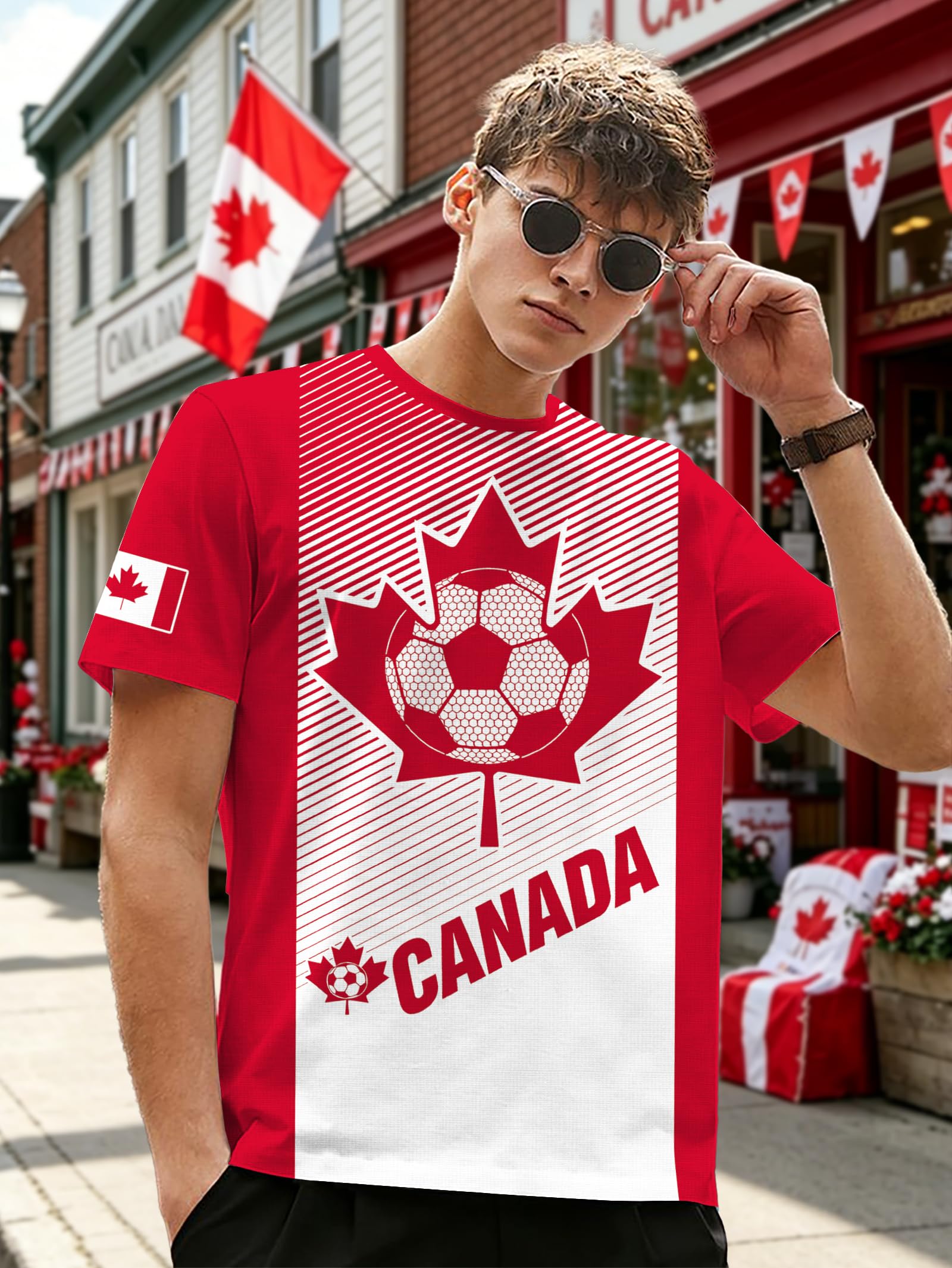 MEESHEEP Canada Shirt Men Canadian 2026 World Soccer Fans T-Shirts Football Jersey Short Sleeve Tops - 3