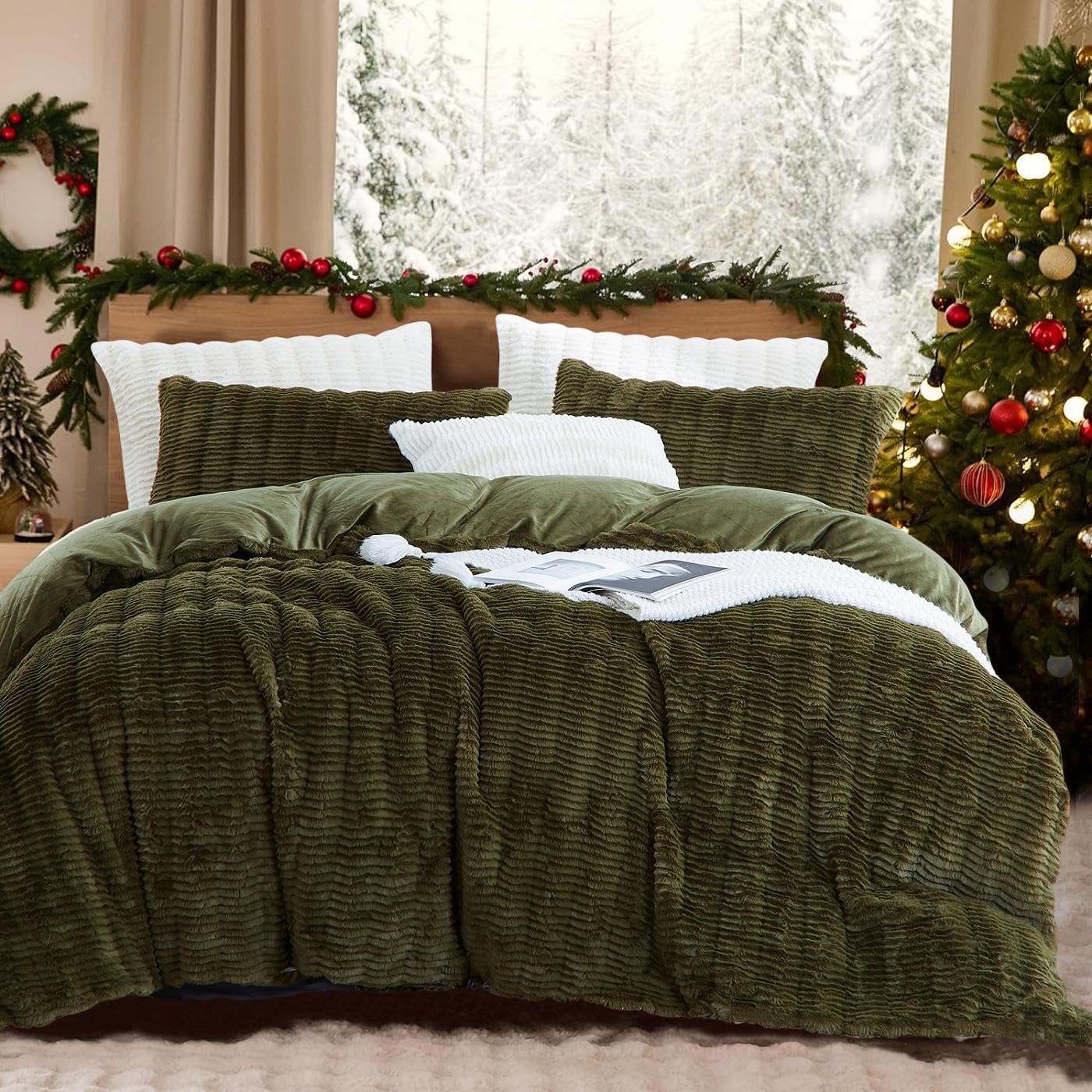 Sacebeleu Kussensloop 40x80cm 2-delige set Pluche Biber Flanel Pluizig Sierkussensloop Kussenhoes Dubbelpak Bont Winter Hoofdkussensloop