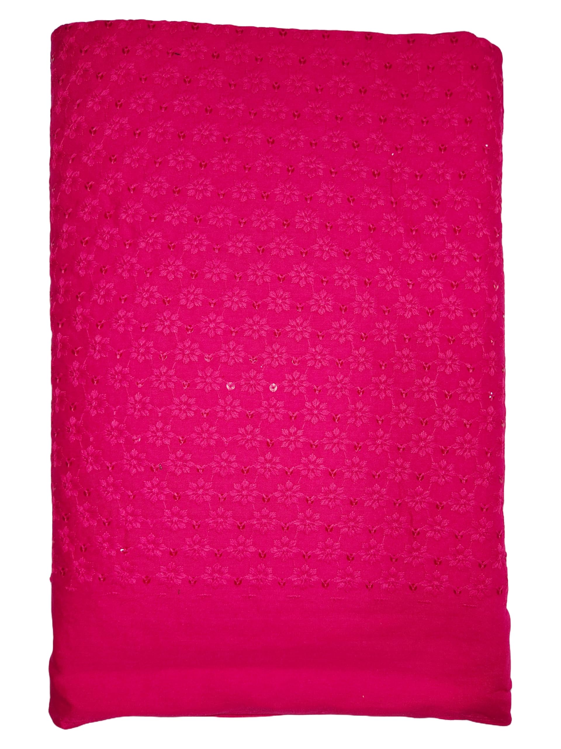 Sara cotton self embroidery with sequin work Pink color blouse material-image-49