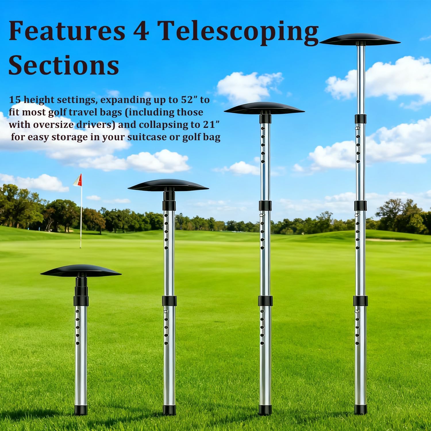 WIGERLON Golf Club Travel Protector System For Soft Bag,Golf Travel Bag Support Pole and Rod