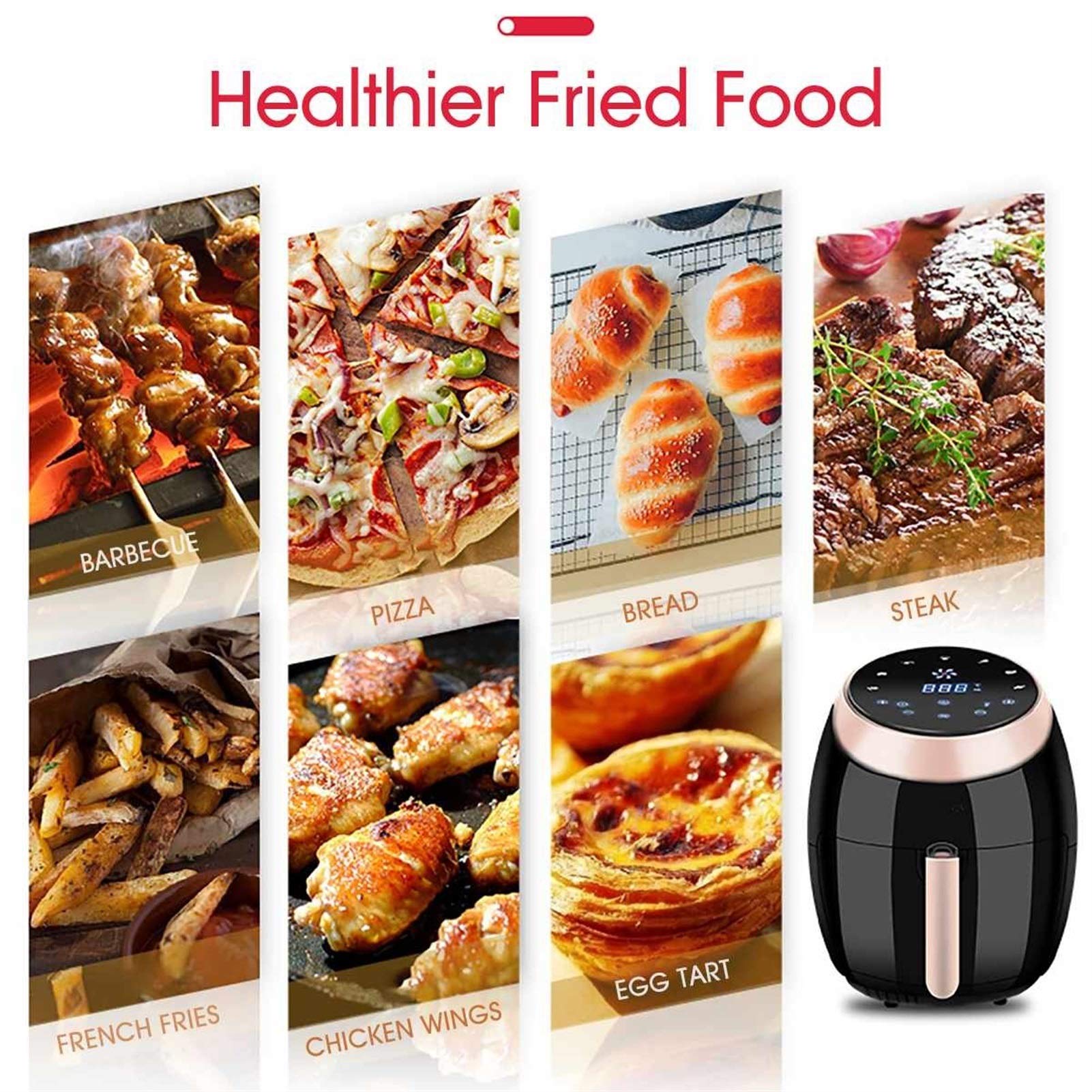 friggitrici ad aria Friggitrice ad aria Senza olio Home Intelligent 8L Friggitrice elettrica multifunzione di grande capacità Friggitrice elettrica senza olio Strumenti per friggitrice ad aria (Colore