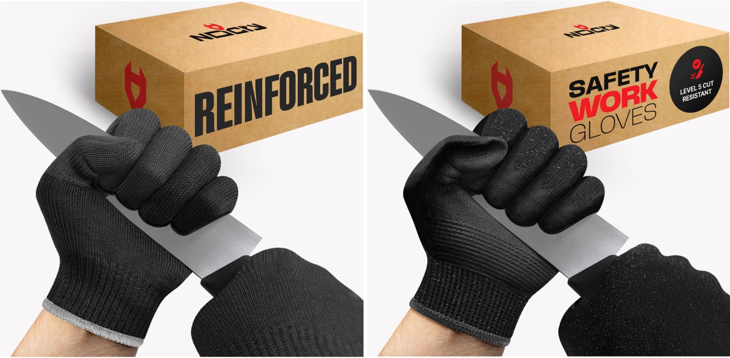 Cut Resistant Work Gloves, with Reinforced Fingers; Comfortable, 100% Food Grade; Ambidextrous & Professional Safety Work Gloves with Grip — Waterproof Palm; Enhanced Grip; Reinforced Coating
