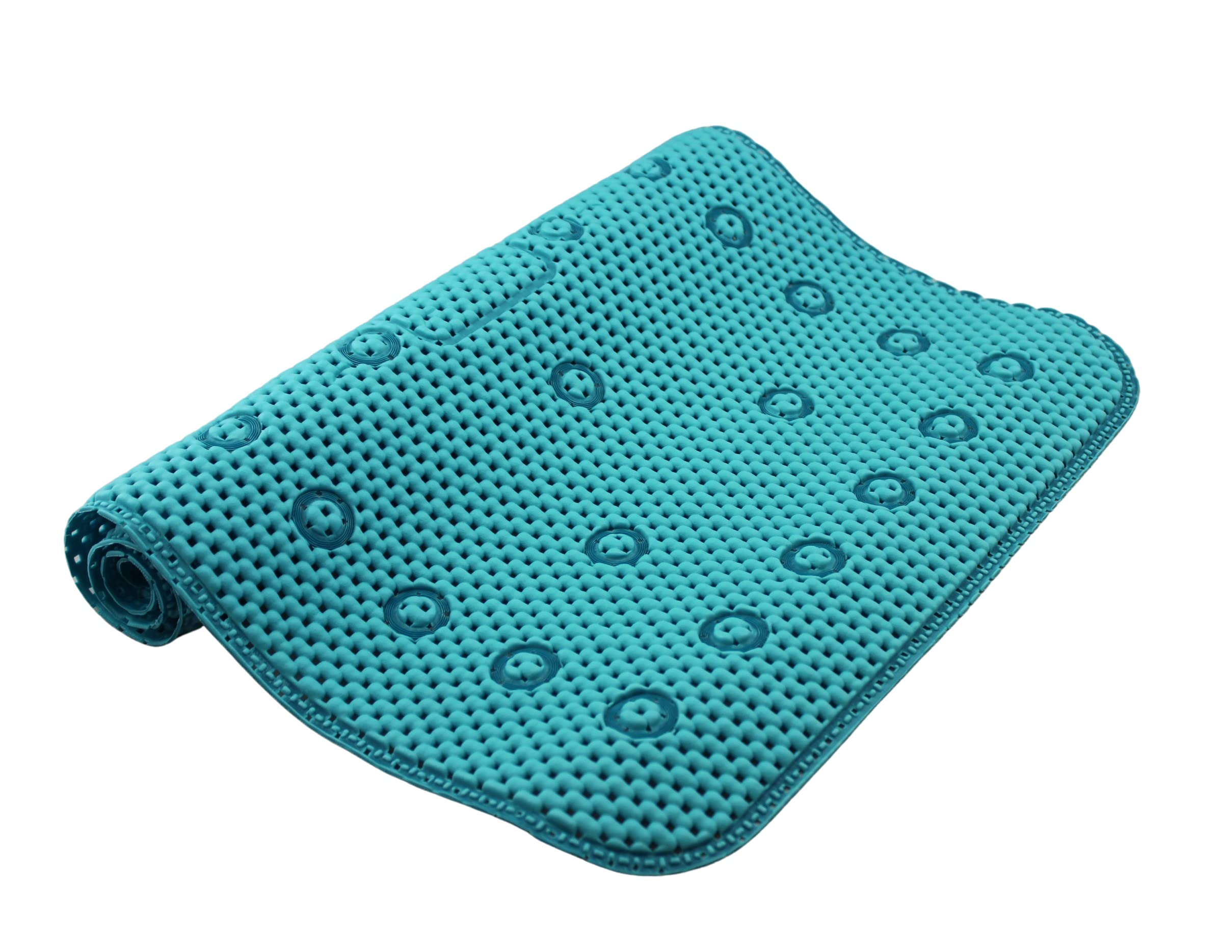 Tapis de bain antidérapant doux turquoise 70x40cm pour douche senior et enfant