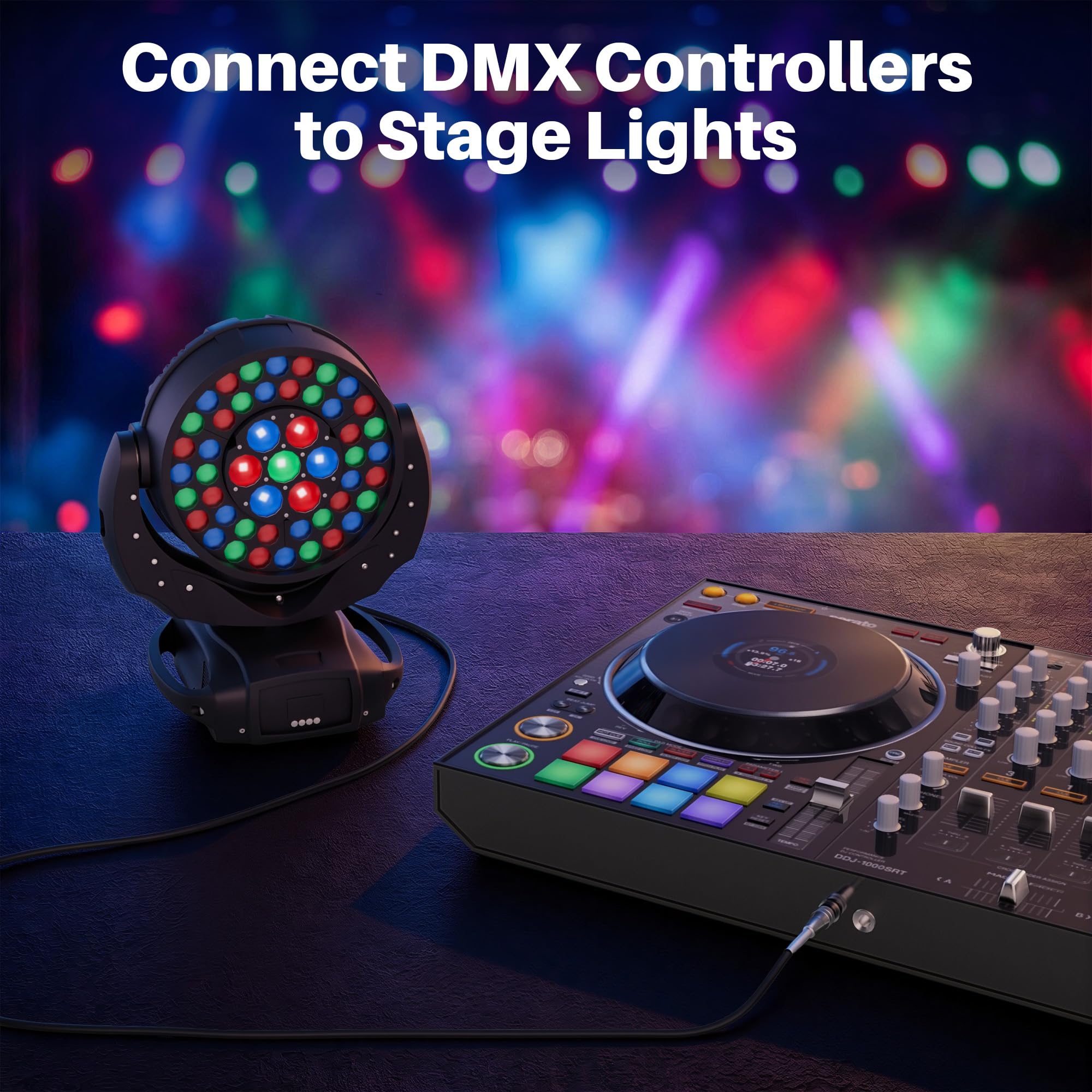 2er-Pack DMX-XLR-Kabel, 2,5 m, Bühnenbeleuchtungskabel, 110 Ohm Impedanz, DMX-Stecker auf Buchse (XLR-kompatibel), 3-polig, geschirmtes Signalkabel, für XLR DJ Moving Head Par Light Mic Mixer