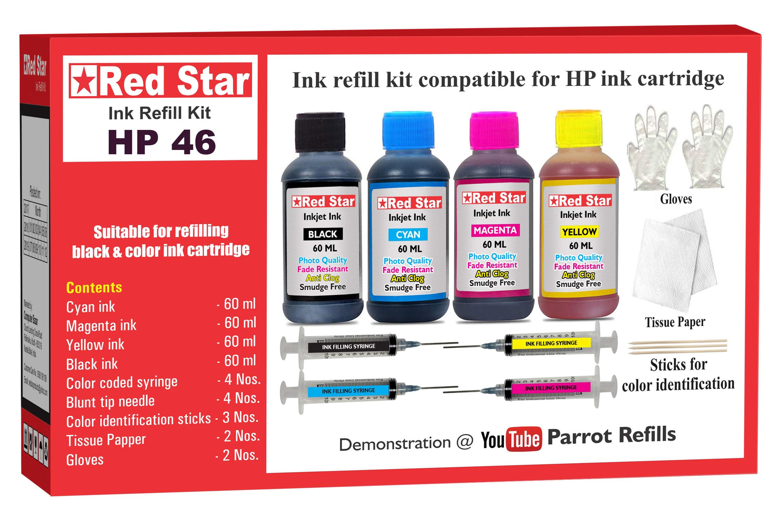 See full amazon price history chart for Red Star Ink Refill kit Combo Pack Suitable for HP 46 Color & Black Ink Cartridge with 240 ml Fully Compatible Ink, Filling Tools & Instructions Red Star Ink Refill kit Combo Pack Suitable for HP 46 Color & Black Ink Cartridge with 240 ml Fully Compatible Ink, Filling Tools & Instructions (B078T976LG) Amazon Price History, Amazon Price Tracker