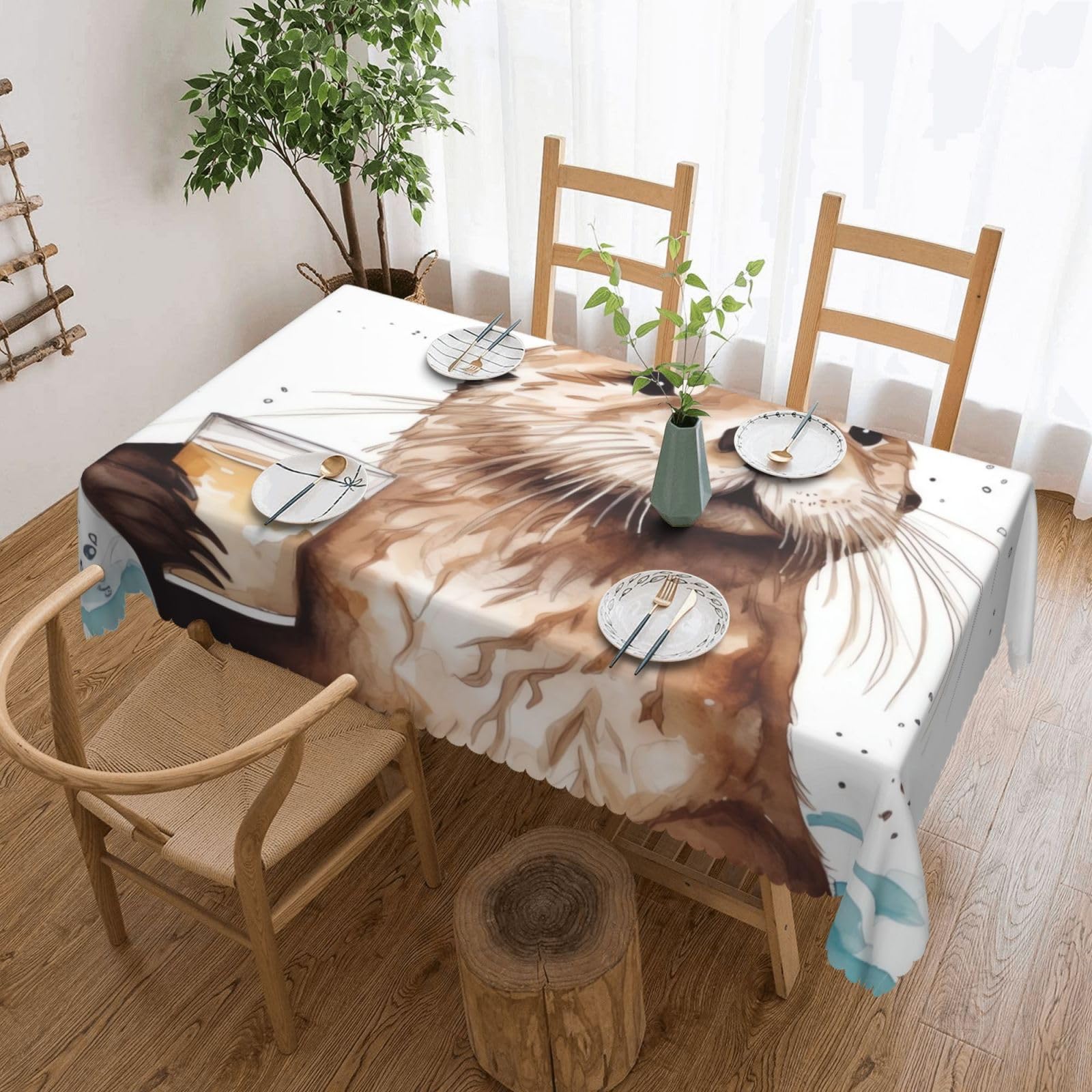 FodPand Sea Otter Tablecloths for Rectangle Tables 54 x 72 Inch - Reusable Washable Dining Table Clothes - Stain and Wrinkle Resistant Decorative Fabric Table Cover for Wedding