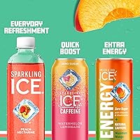 Vista 6 de Sparkling Ice, Durazno Nectarina. Agua con gas, con antioxidantes y vitaminas, cero azúcar. Botellas de 17 oz (Paquete de 12).