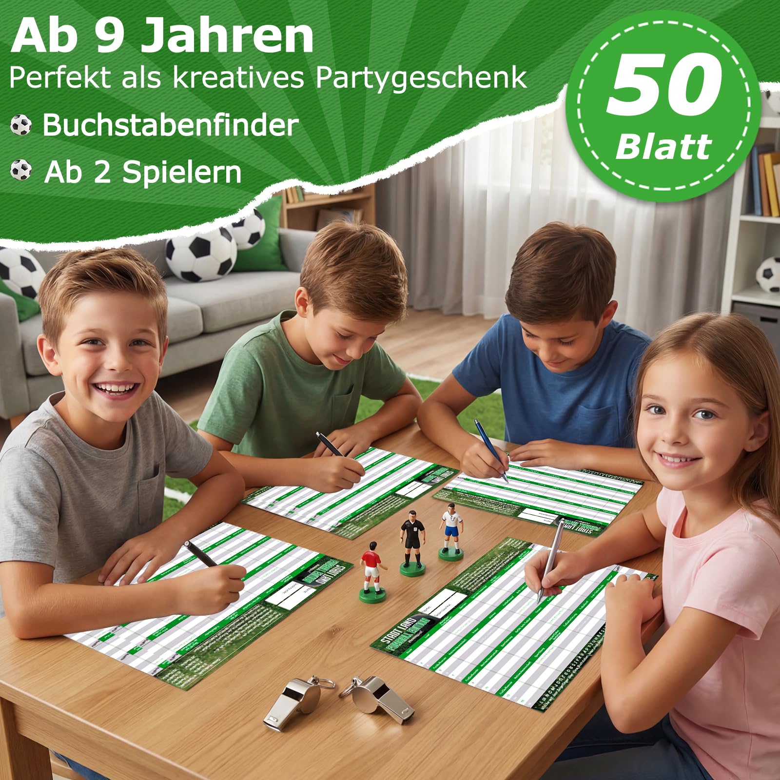PATRICHOR Stadt Land Fussball Edition Spiele 2026 WM - Ostergeschenke Fußball Geschenke für Jungen Teenager Junior Kinder Ab 10 Jahre Coole Sachen Partyspiele Kartenspiel, für Geburtstag - 3