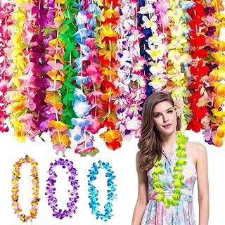 36PCS Hawaiian Garlands for Adults Kids Colorful Beach Party Garland Hawaiian Fancy Dress Decorative Beach Theme Party Supplies for Summer Pool Decorations Garland, Lei