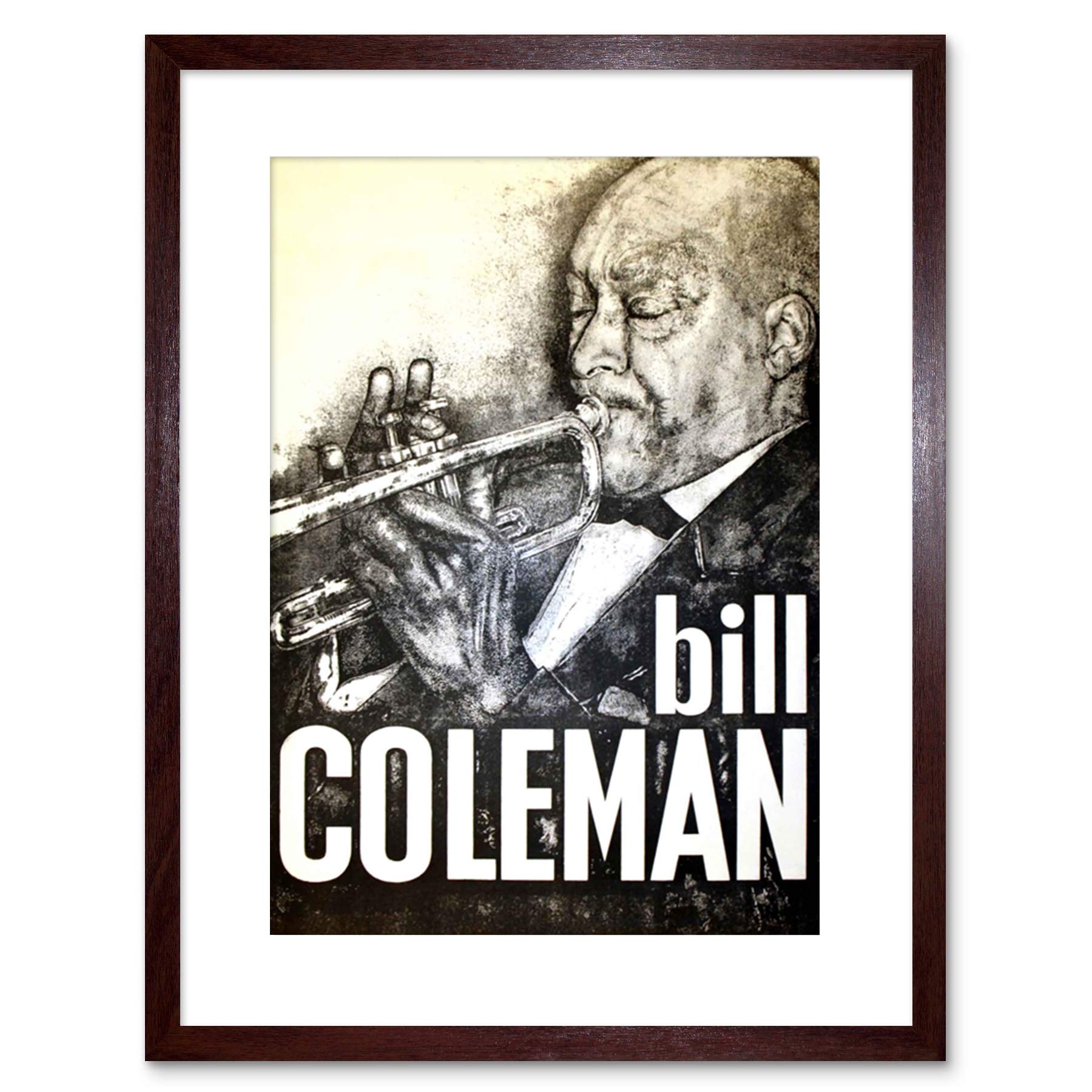 Wee Blue Coo MUSIC PAINTING BILL COLEMAN TRUMPET AMERICAN JAZZ MUSICIAN FRAMED PRINT F97X4901
