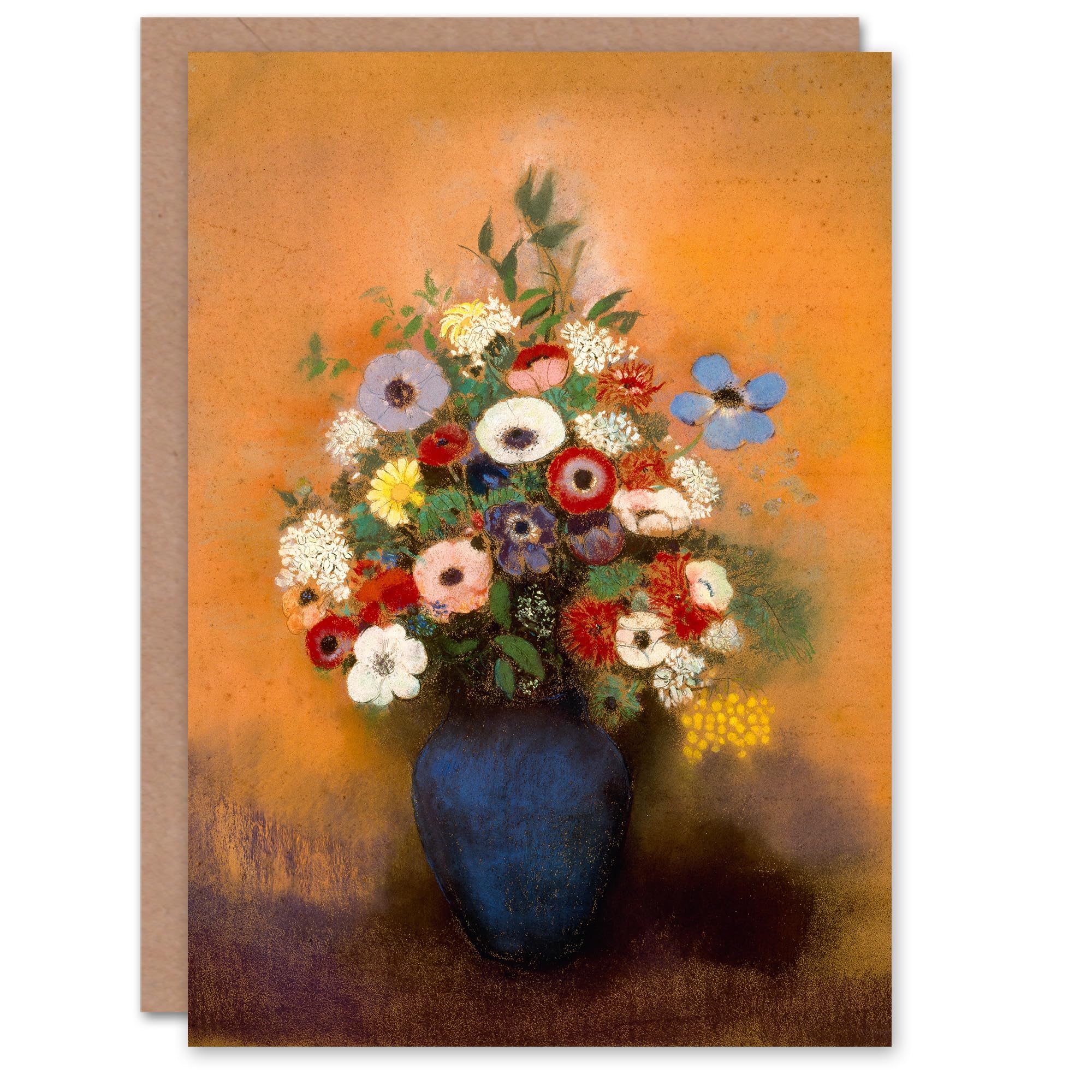 Artery8 Odilon Redon Art Card Anemones and Lilacs in Blue Vase