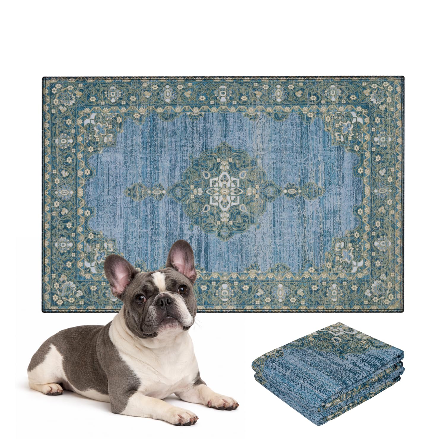 Lovewag Pets Washable Dog Pee Pads, 28" x 41" Inch, Waterproof, Non-Slip, Super Absorbent, Reusable Machine-Washable, 2-Pack (Blue Hazel)