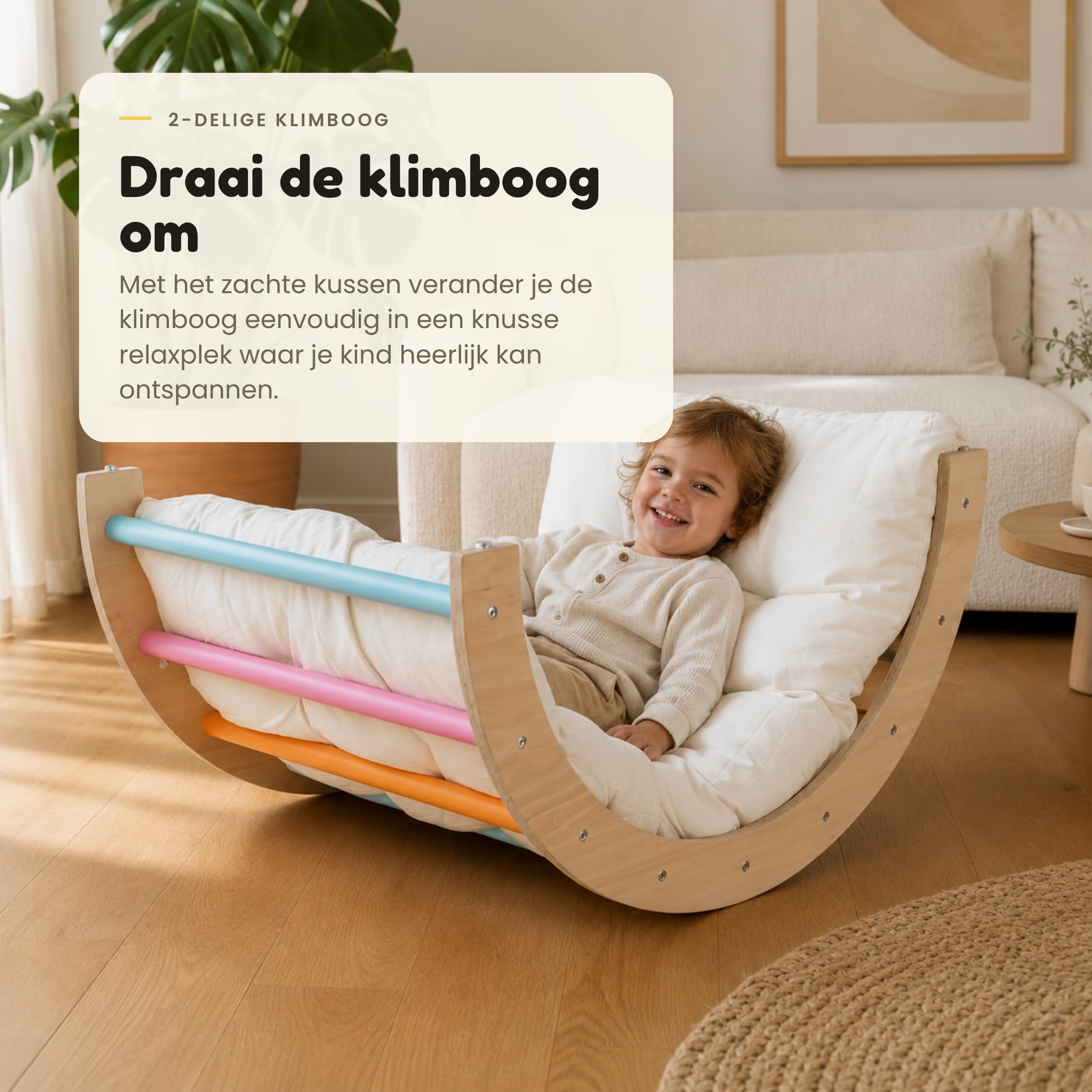 Kids Klettergerüst 6-in-1 Holz Pastellfarben | Pikler Kletterdreieck, Kletterbogen, Rutsche & Kissen | Zusammenklappbar | Montessori Spielzeug 1-5 Jahre