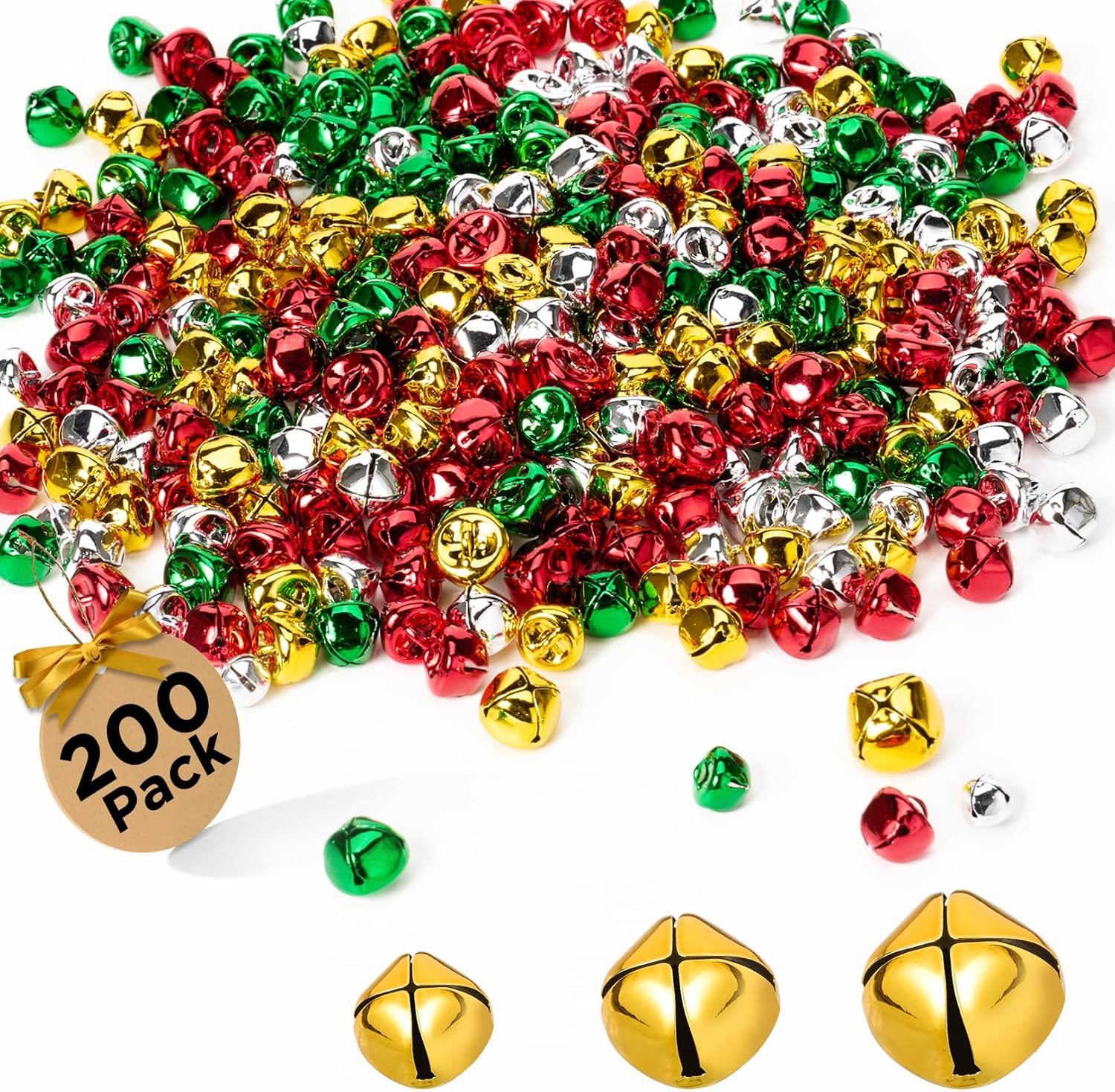 Amazon.com: Sooez Jingle Bells: 200PCS Colorful Small Mixed-Sized ...