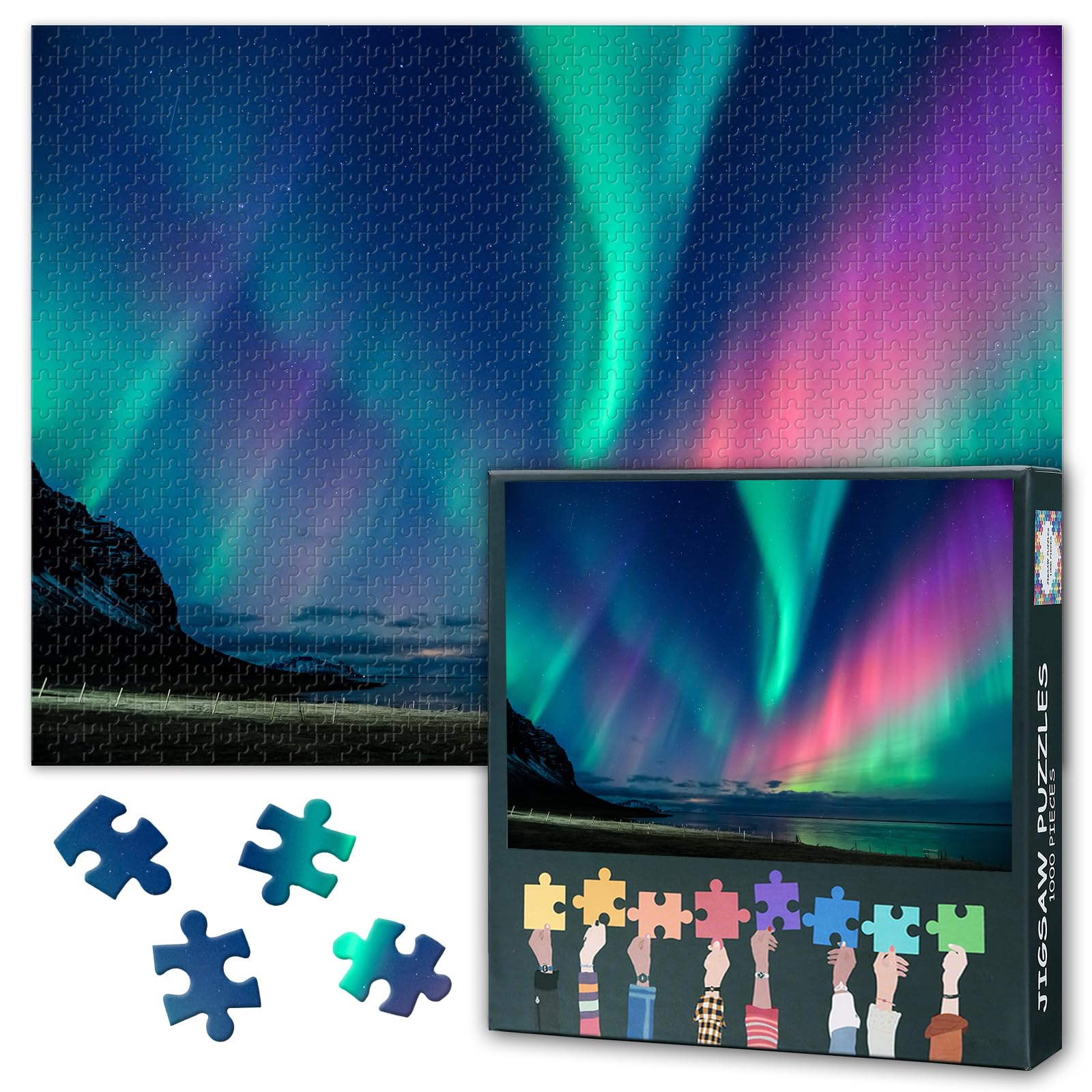 Aurora Borealis Puzzles for Adults 1000 Pieces, Northern Lights in Iceland Jigsaw Puzzles, Adult Puzzle for Adults, Educational Fun Games or Toys for Elders Friends 20X27 INCH โ image 1