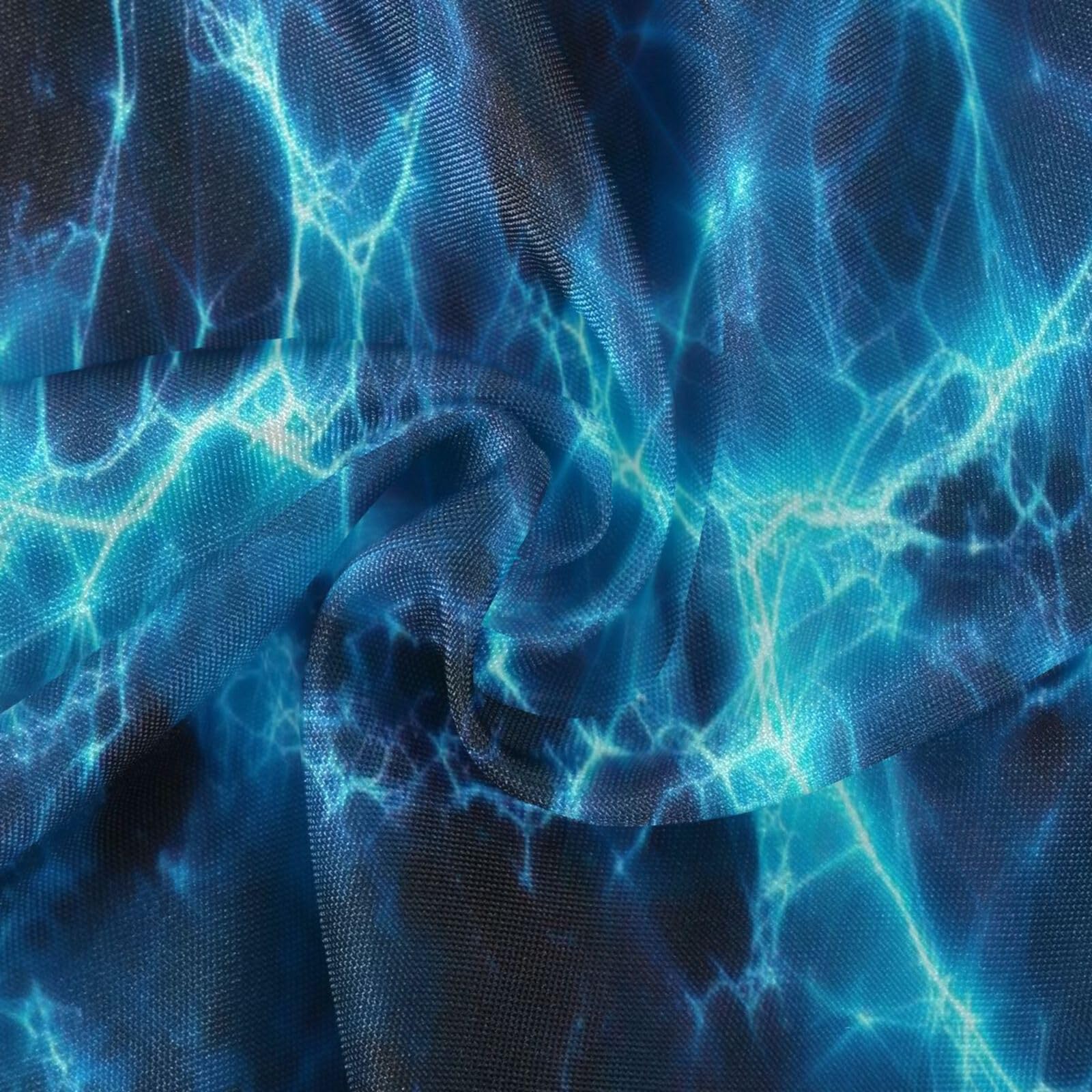 Wajiw 60 Inch Indoor Outdoor Round Tablecloth with Umbrella Hole and Zipper Waterproof Patio Table Cover for Camping Dining Room Party Outdoor Picnic,Blue Lightning